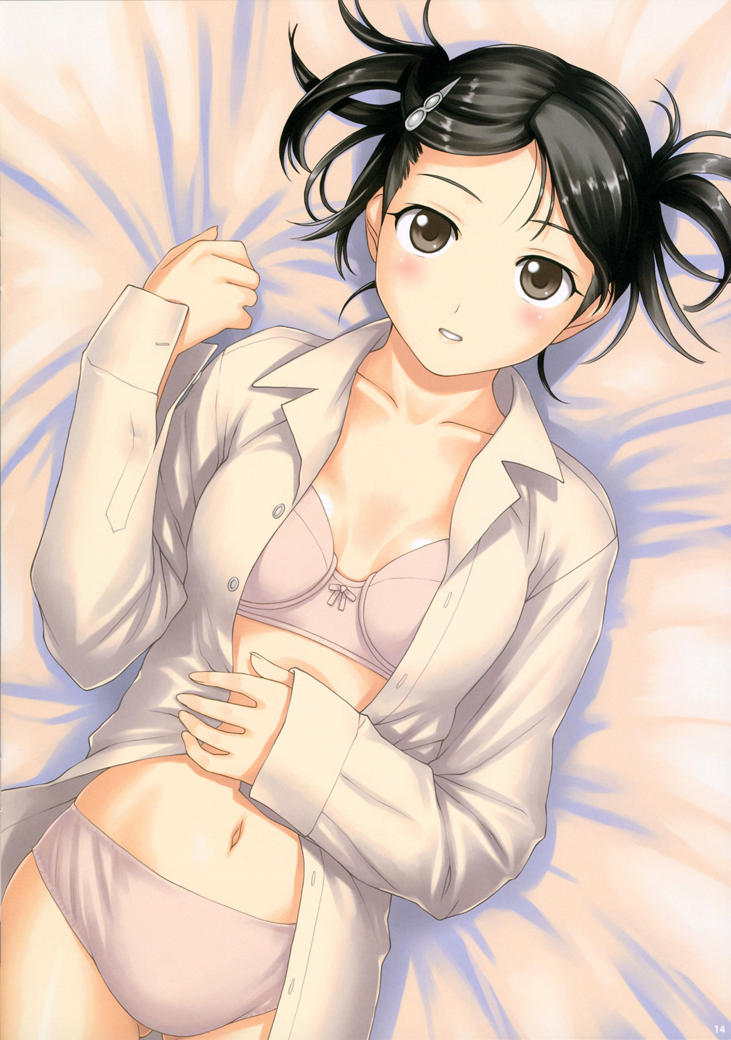 bra, dress_shirt, kimikiss, kuryu_megumi, open_shirt, pantsu, tanaka_shoutarou