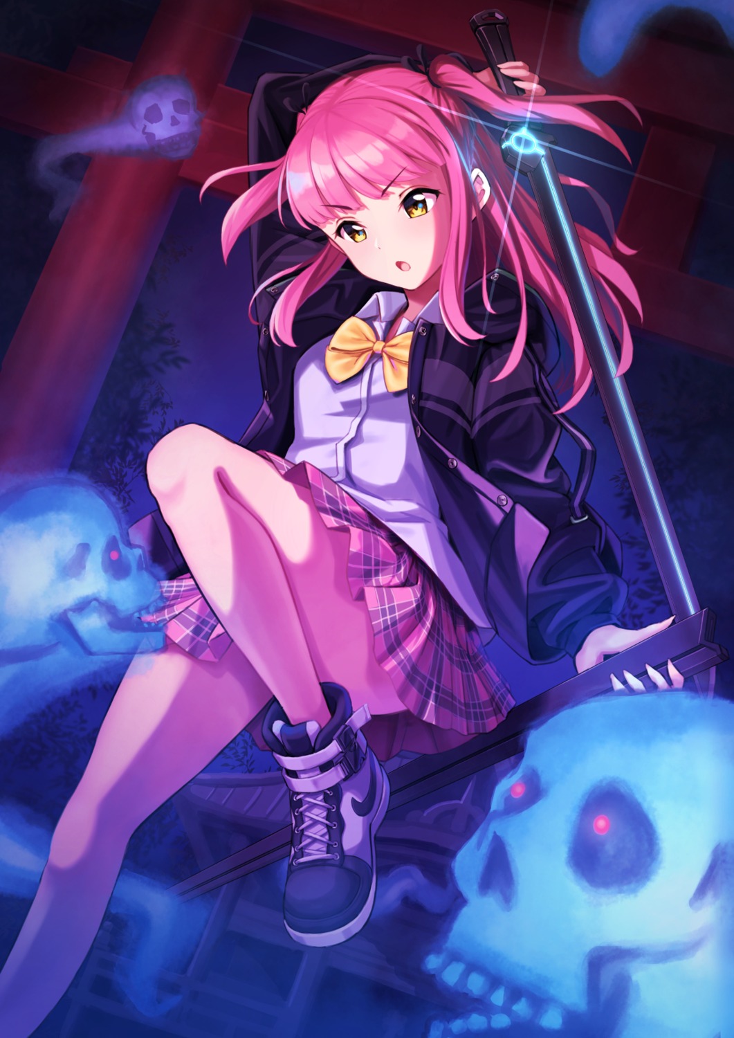 monster, ntn00a, seifuku, skirt_lift, sword