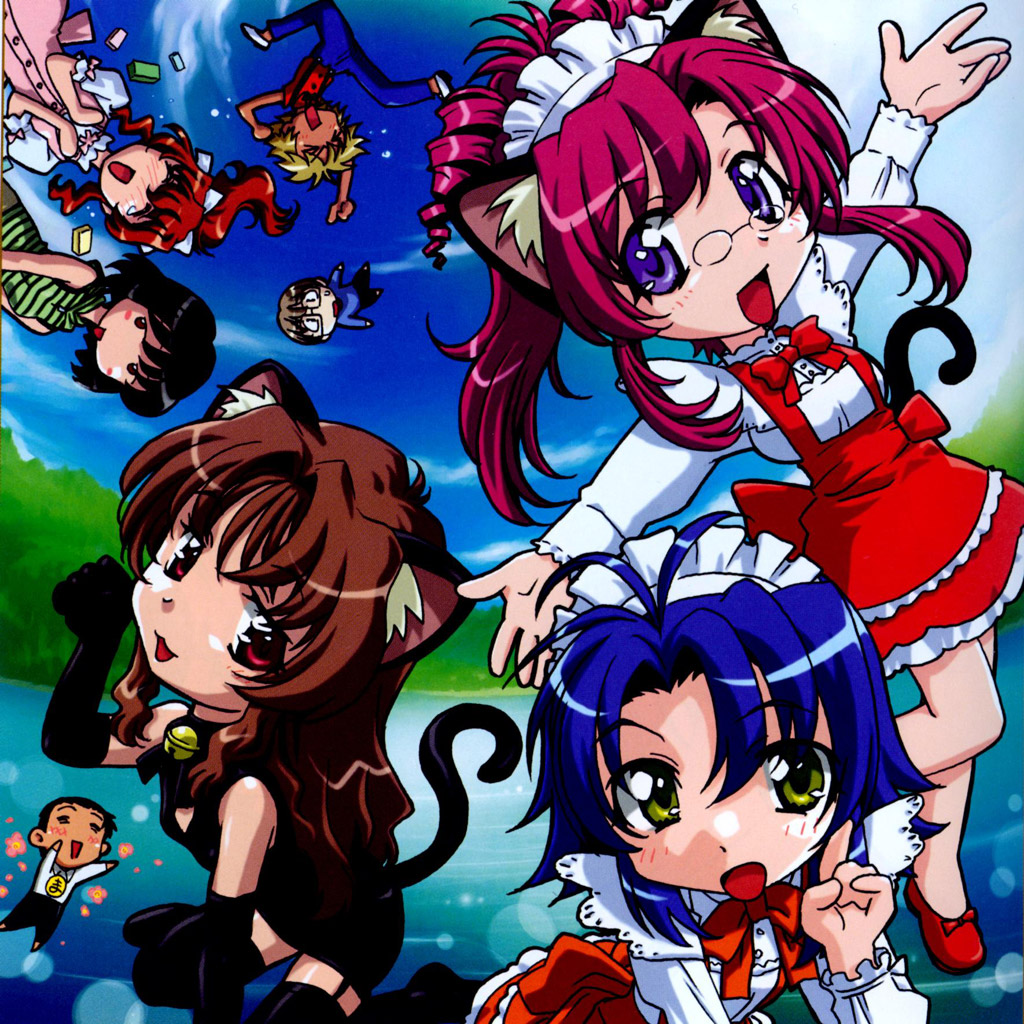 animal_ears, chibi, herikawa_koishi, kazami_maho, kazami_mizuho, kusanagi_kei, magumo_hyosuke, maid, megane, misumi_kaede, morino_ichigo, nekomimi, onegai_teacher, shidou_matagu, stockings, tagme, tail, thighhighs, waitress