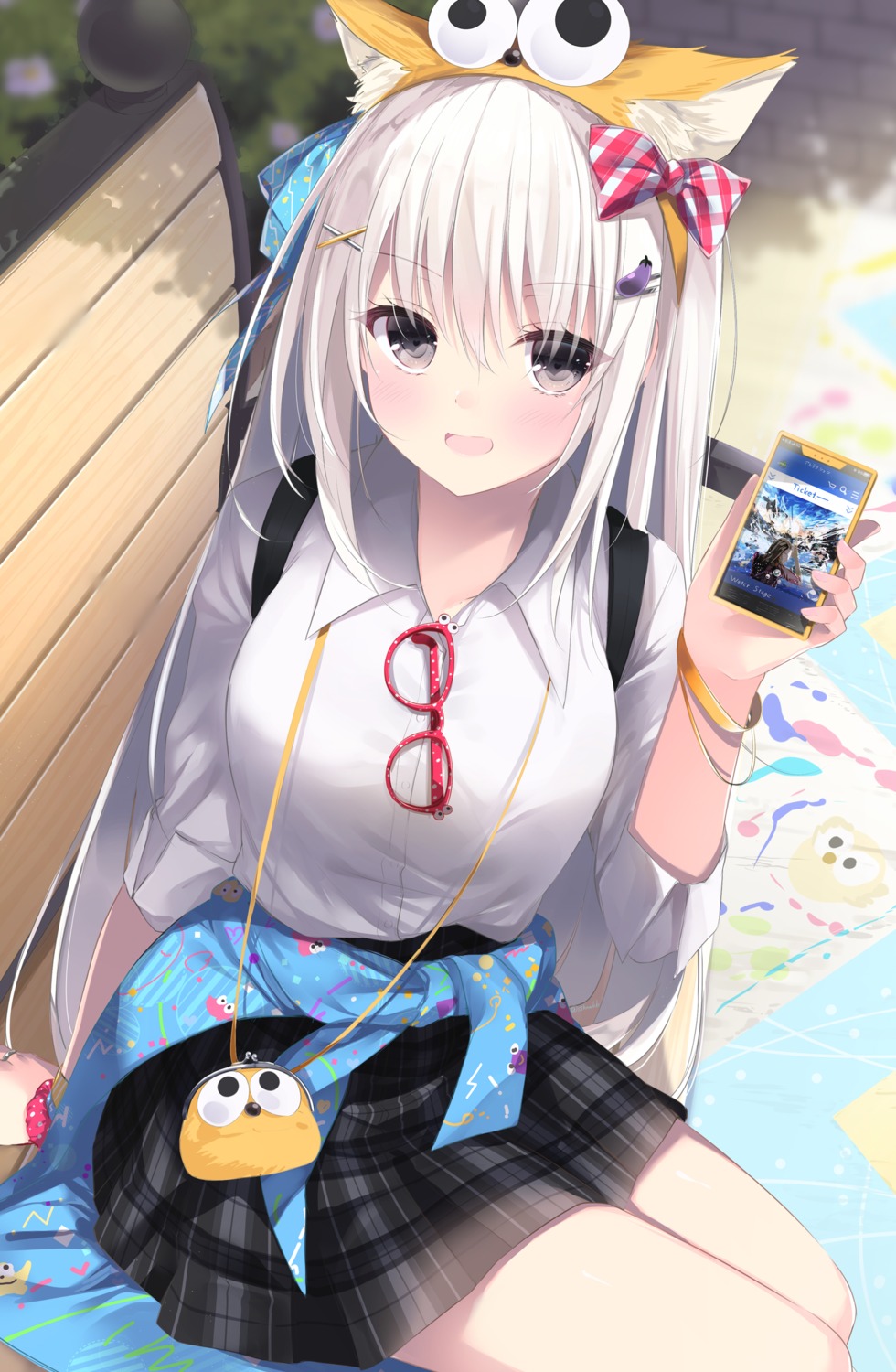 animal_ears, megane, sasahara_wakaba, seifuku