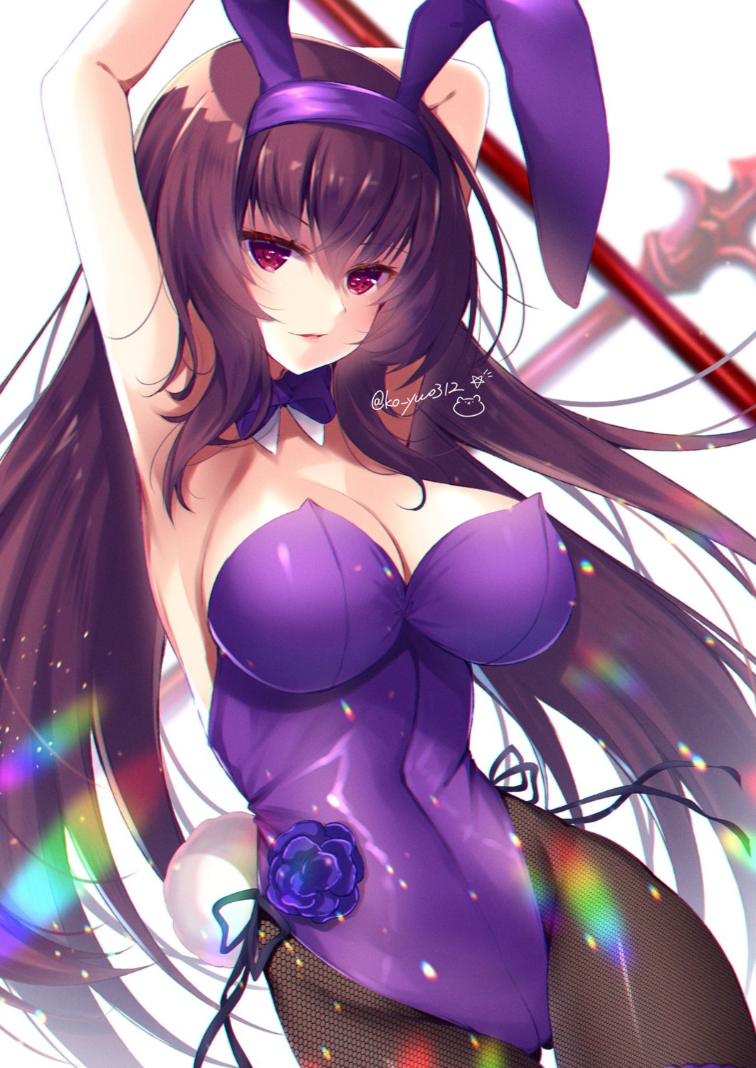 animal_ears, bunny_ears, bunny_girl, fate/grand_order, fishnets, ko_yu, no_bra, pantyhose