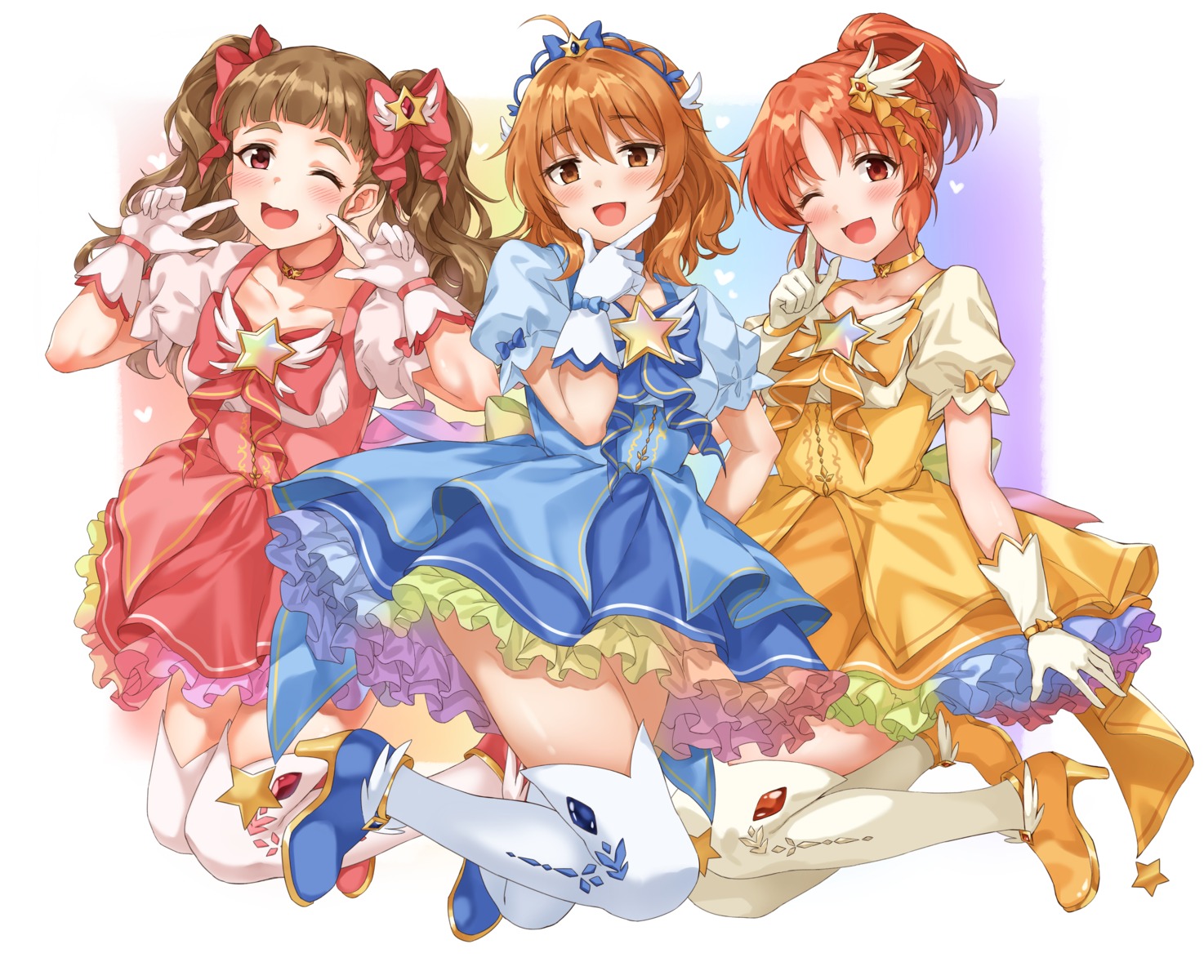 abe_nana, araki_hina, dress, heels, kamiya_nao, sirurabbit, the_idolm@ster, the_idolm@ster_cinderella_girls