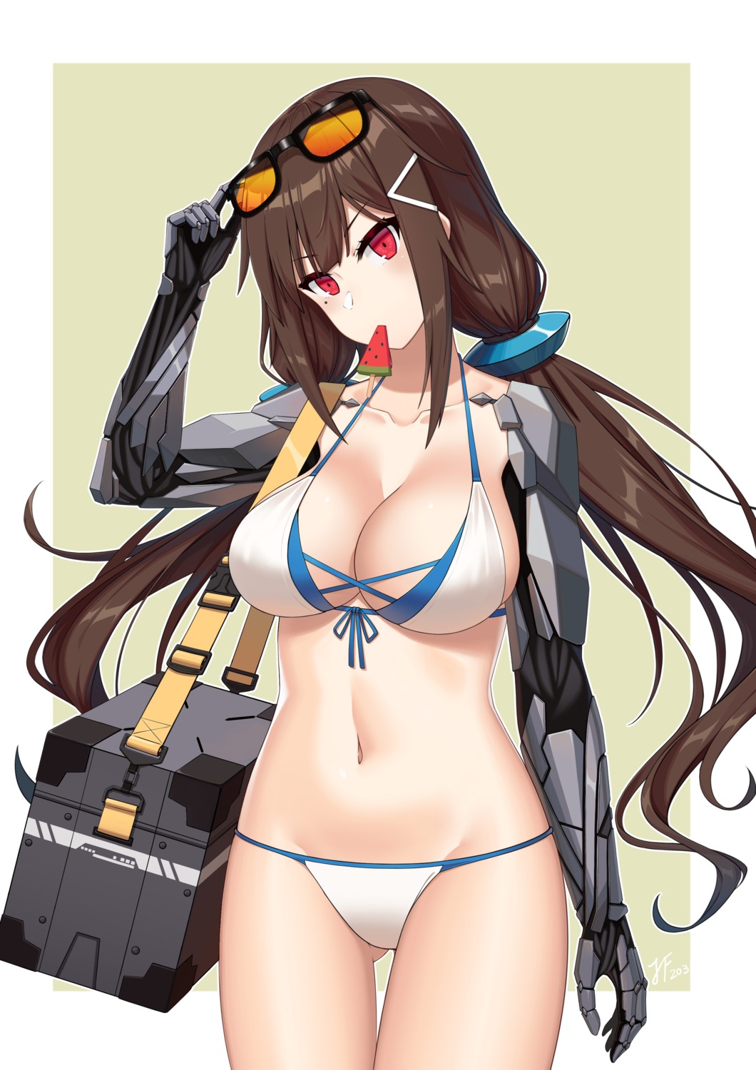 bikini, girls_frontline, jiafei2o3, js_9_(girls_frontline), mecha_musume, megane, swimsuits
