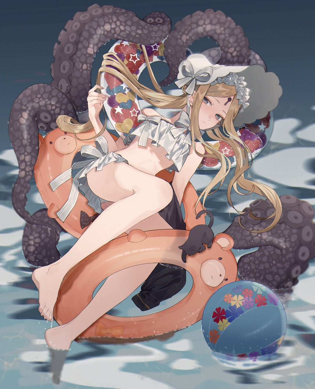 abigail_williams_(fate), bikini, fate/grand_order, feet, swimsuits, tentacles, wet, yurumawari
