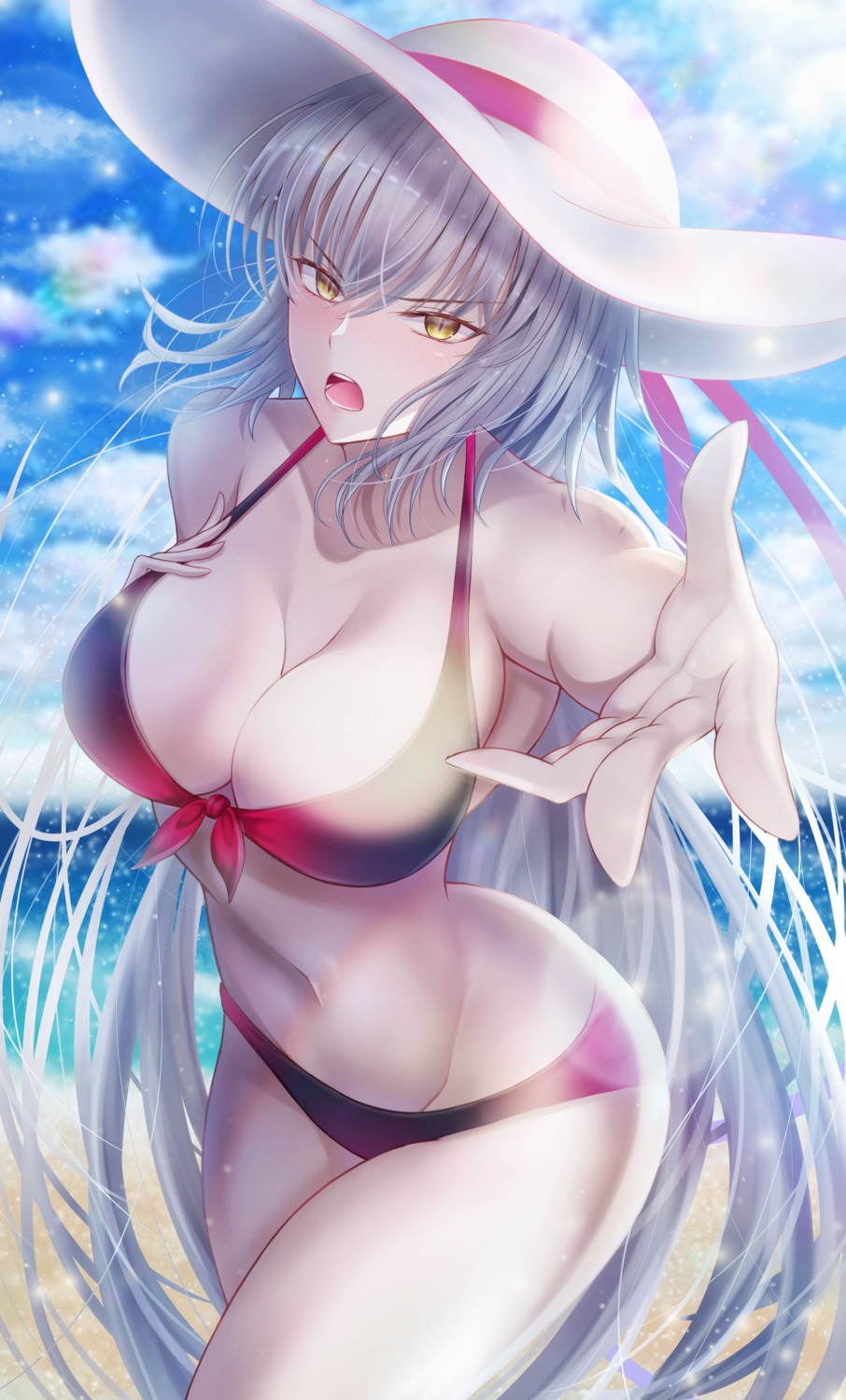 bikini, breast_hold, fate/grand_order, jeanne_d'arc, jeanne_d'arc_alter_(fate), penguintake, swimsuits