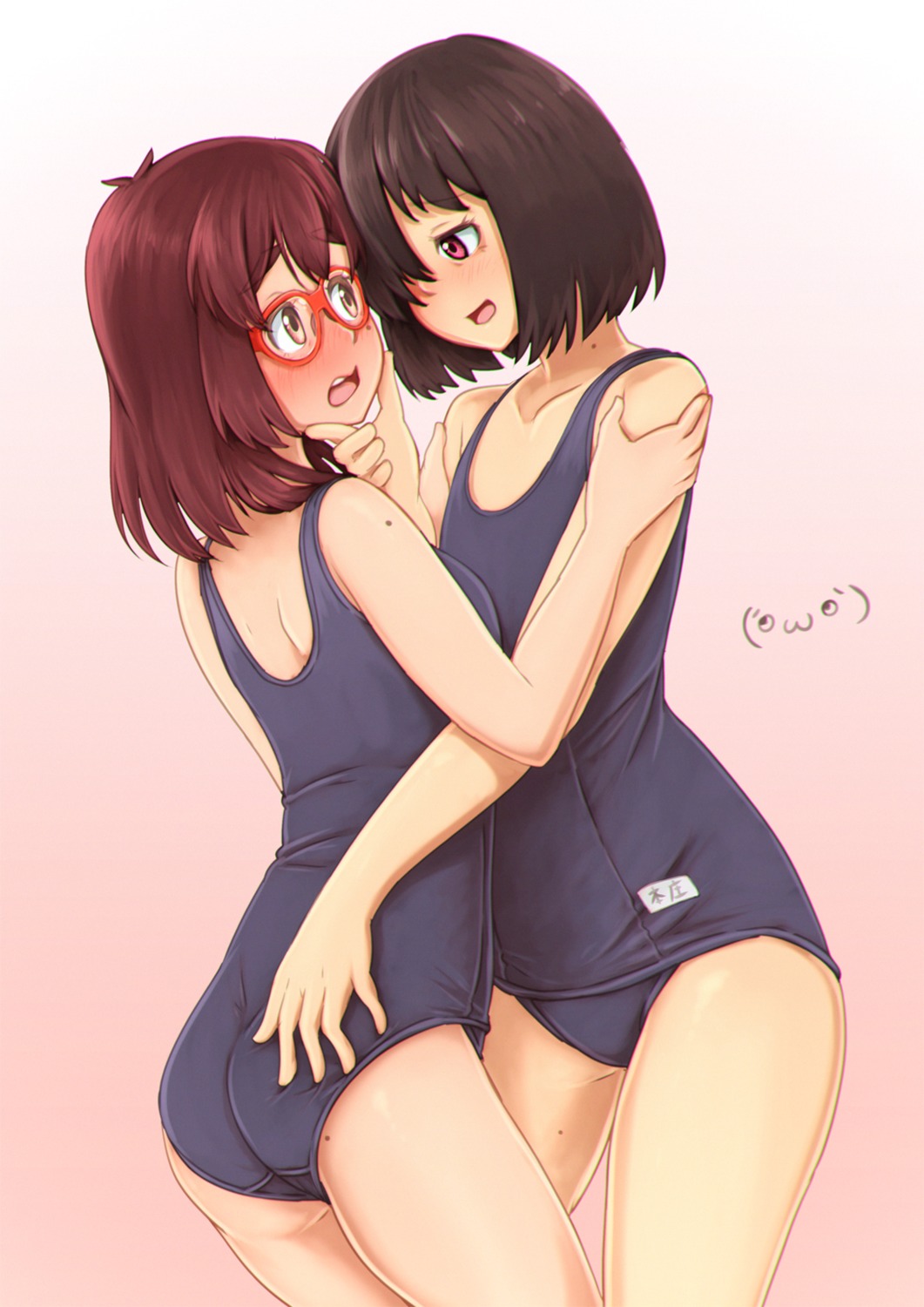 ass, kama_iruka, megane, school_swimsuit, swimsuits, symmetrical_docking, yuri