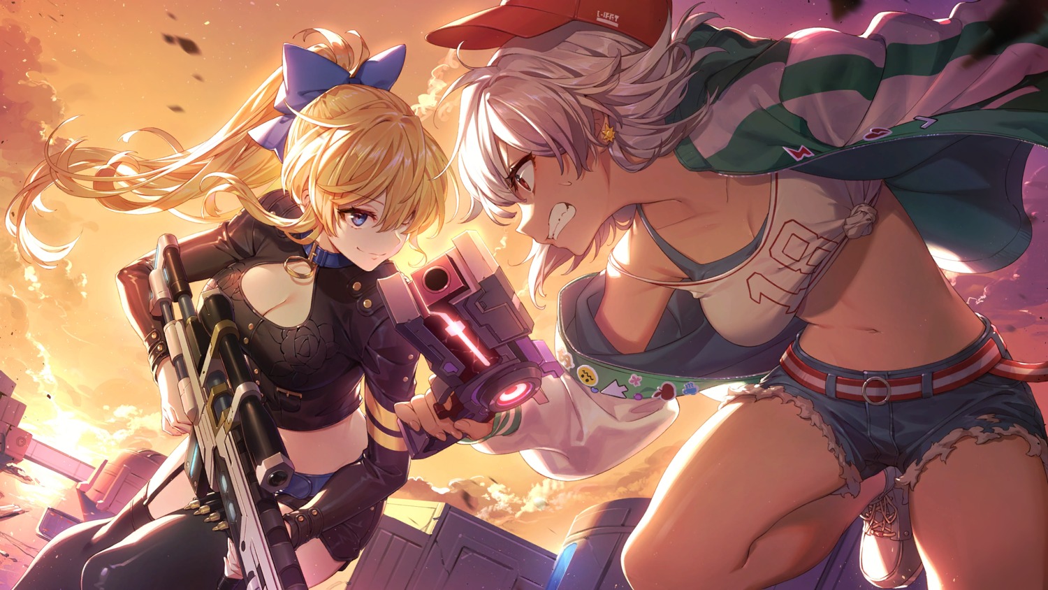 bra, cleavage, girl_cafe_gun, girl_cafe_gun_ii, gun, juno_emmons, lida_romero, open_shirt