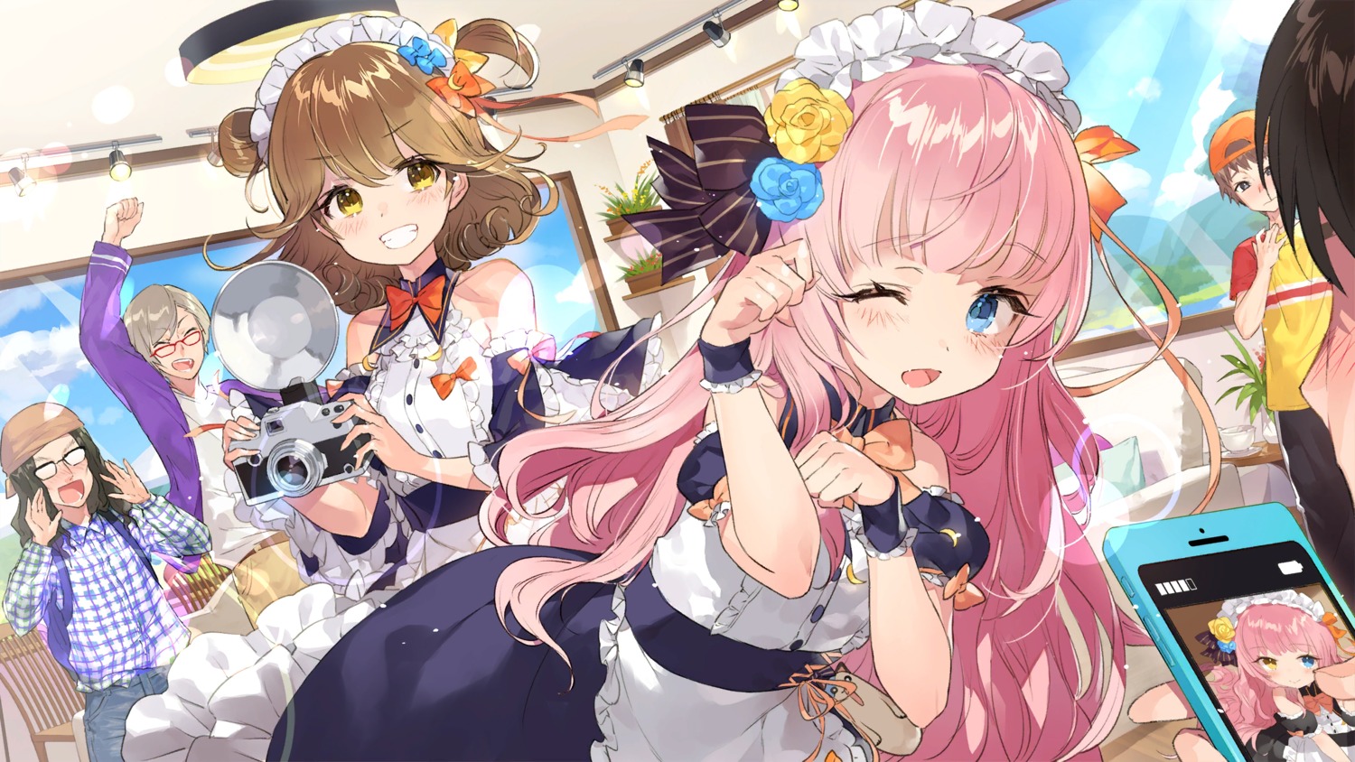 eksistere_kyrenia, girl_cafe_gun, girl_cafe_gun_ii, heterochromia, maid, megane, su_xiaozhen, tagme