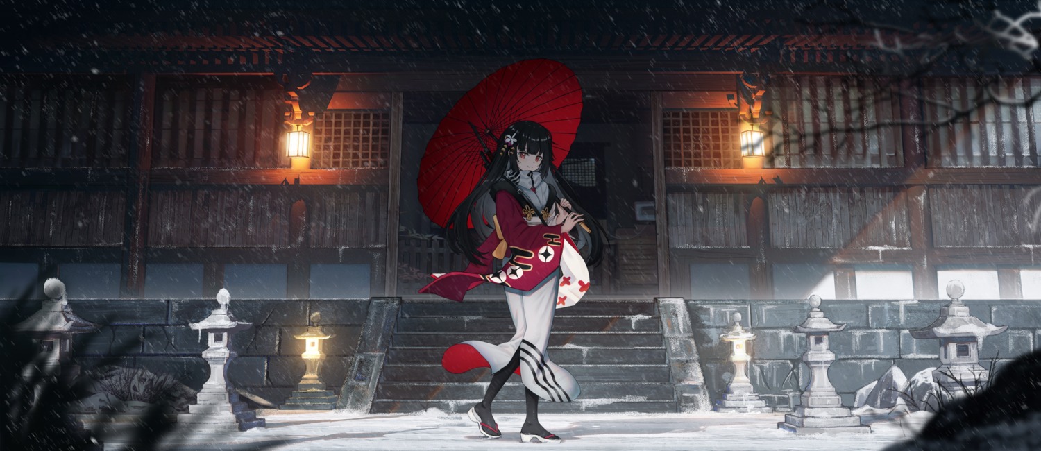 aer7o, girls_frontline, heels, kimono, type_100_(girls_frontline), umbrella