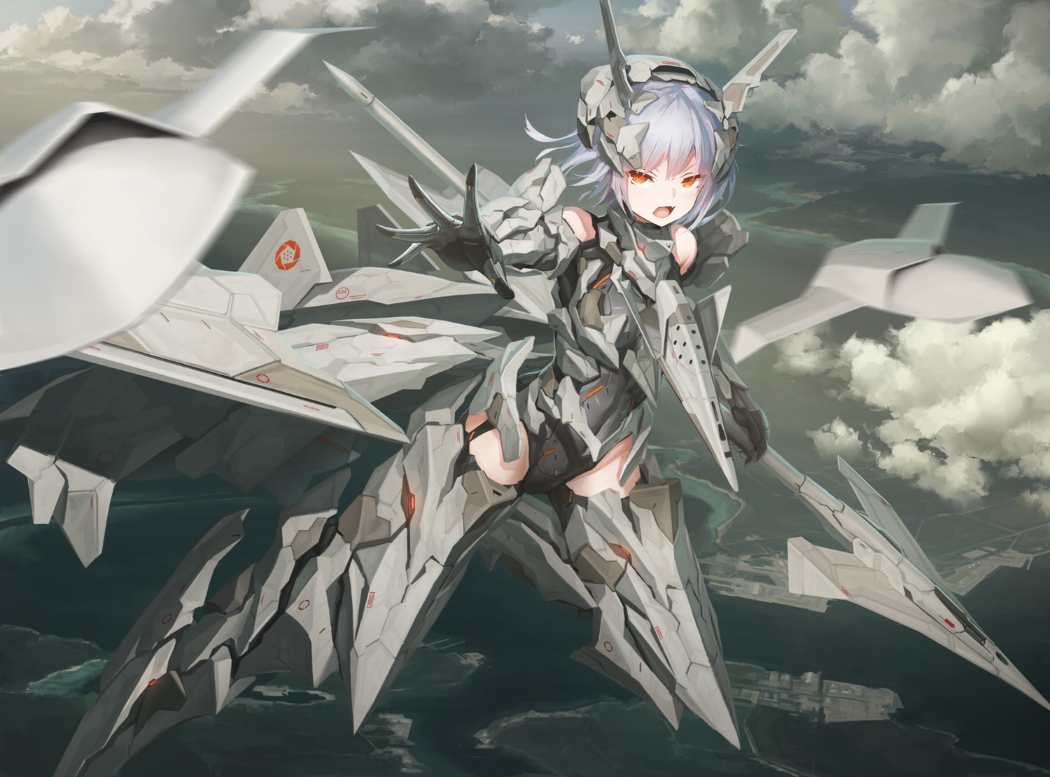 ace_combat, ace_combat_7, anthropomorphization, mecha_musume, stockings, thighhighs, tom-neko_(zamudo_akiyuki), weapon