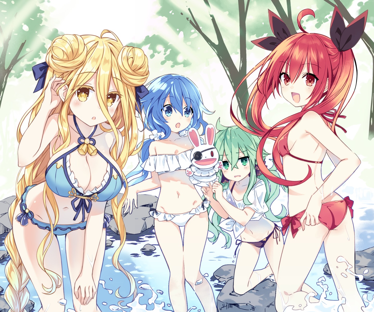 ass, bikini, cleavage, date_a_live, eyepatch, himekawa_yoshino, hoshimiya_mukuro, itsuka_kotori