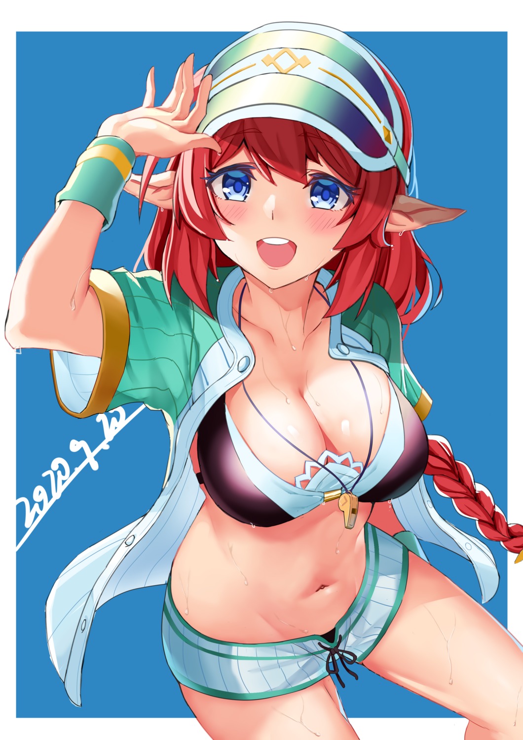 aikawa_misato, bikini, open_shirt, pointy_ears, princess_connect!, princess_connect!_re:dive, swimsuits, tucao_xiansen