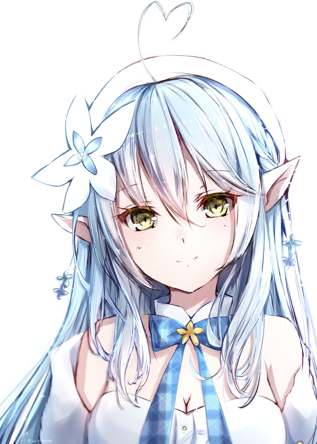 cleavage, elf, hololive, jun_(sky_ia_127_snow), pointy_ears, yukihana_lamy