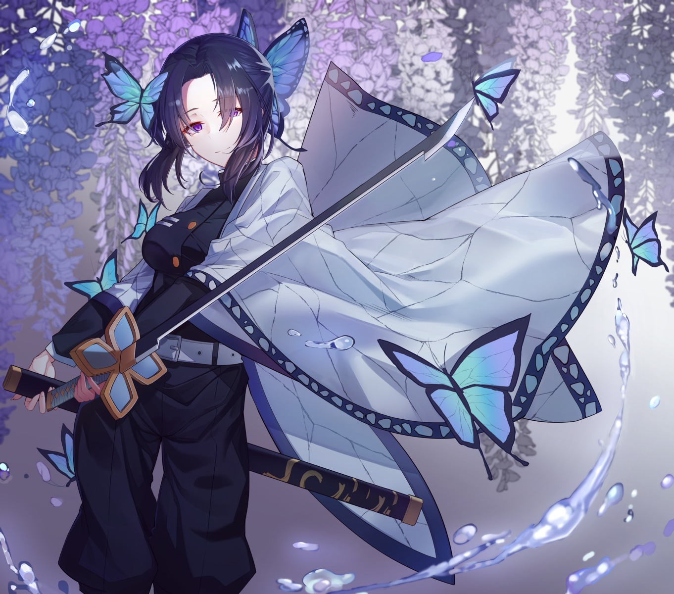 japanese_clothes, kimetsu_no_yaiba, kochou_shinobu, orn, sword, uniform