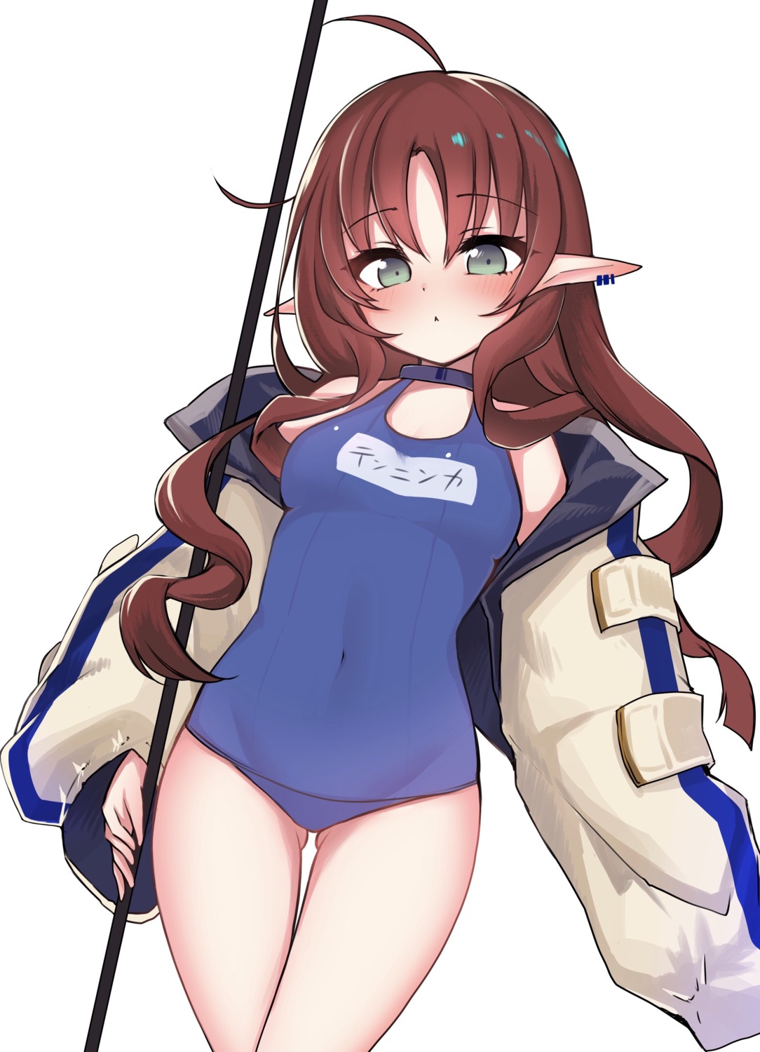 arknights, myrtle_(arknights), pointy_ears, school_swimsuit, swimsuits, tagme