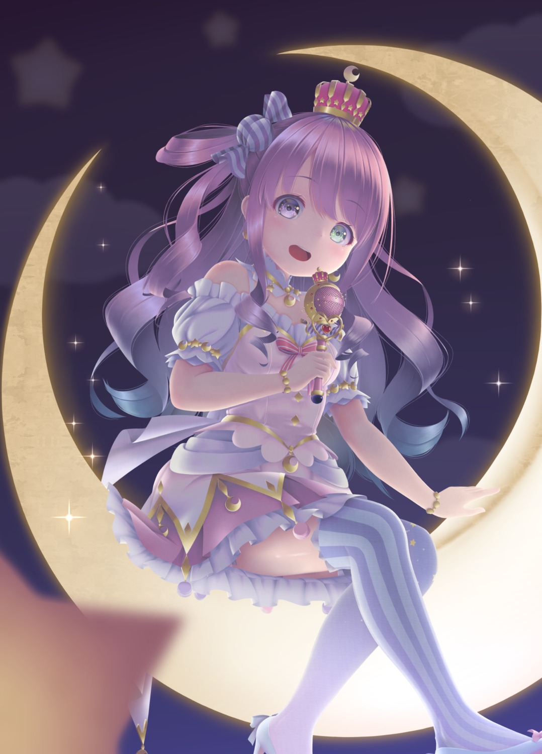 hane_yoshiyumi, heels, heterochromia, himemori_luna, hololive, skirt_lift, thighhighs