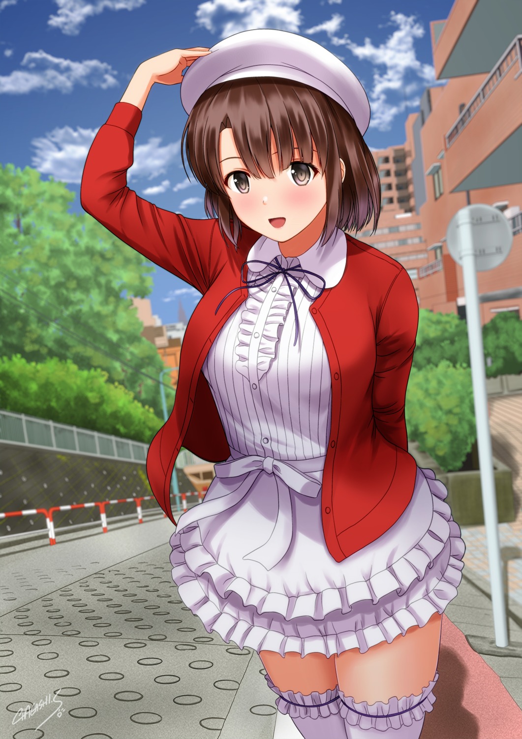 dress, katou_megumi, saenai_heroine_no_sodatekata, satou_chagashi, sweater, thighhighs