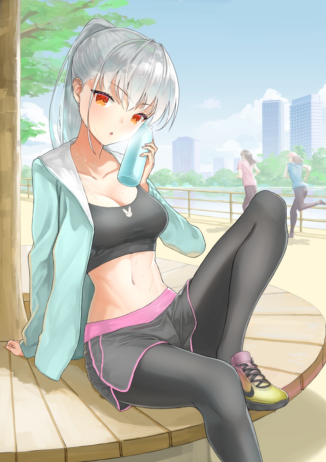 bra, cleavage, open_shirt, pantyhose, takumi11