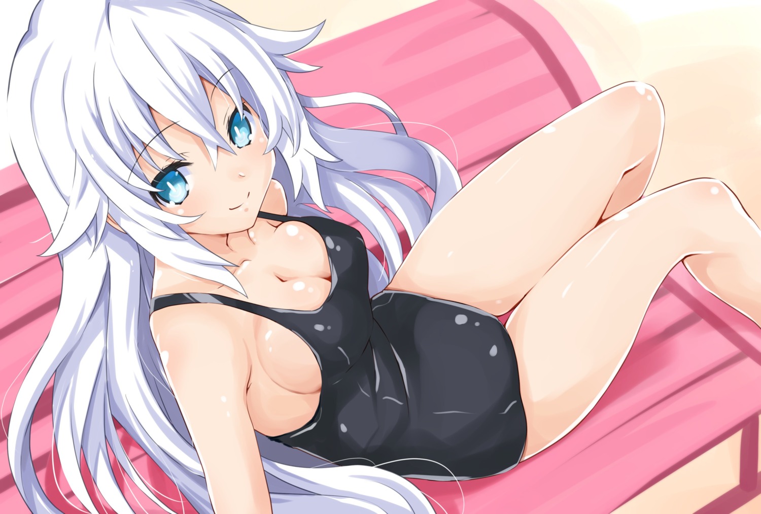 black_heart, choujigen_game_neptune, cleavage, iwasi-r, school_swimsuit, swimsuits