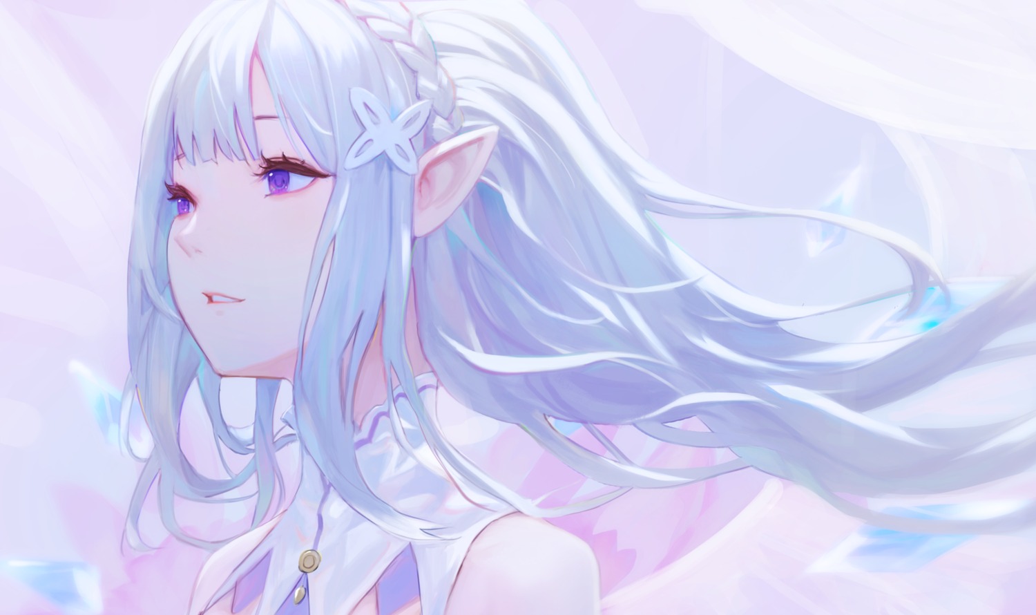 elf, emilia_(re_zero), eru_(eru_illust), pointy_ears, re:zero_kara_hajimeru_isekai_seikatsu