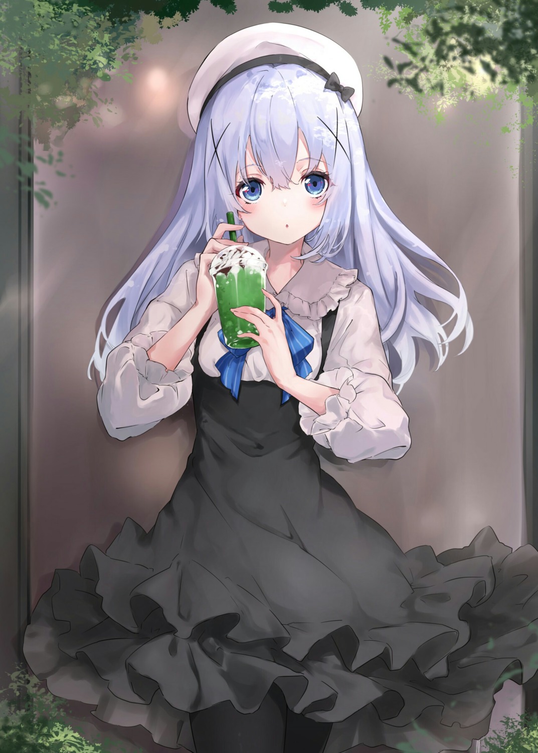dress, gochuumon_wa_usagi_desu_ka?, gothic_lolita, kafuu_chino, lolita_fashion, na-code_(gurich), pantyhose, skirt_lift