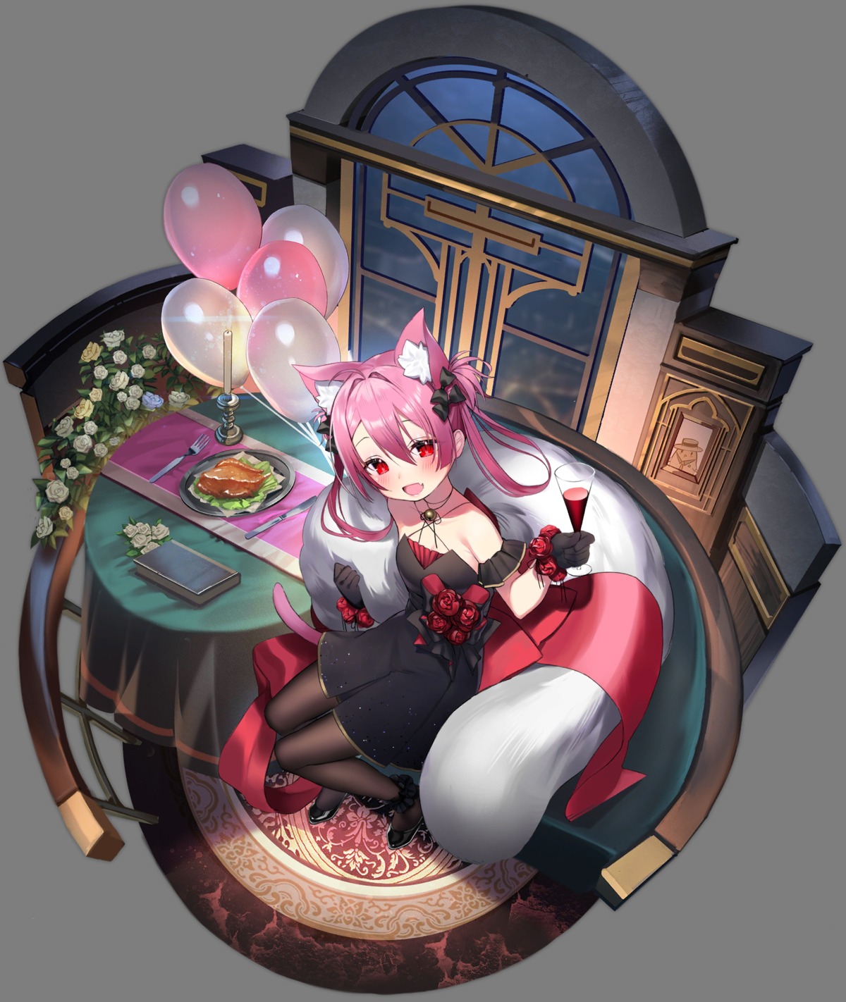 animal_ears, asagi_yuna, azur_lane, dress, hatsushimo_(azur_lane), tail, transparent_png