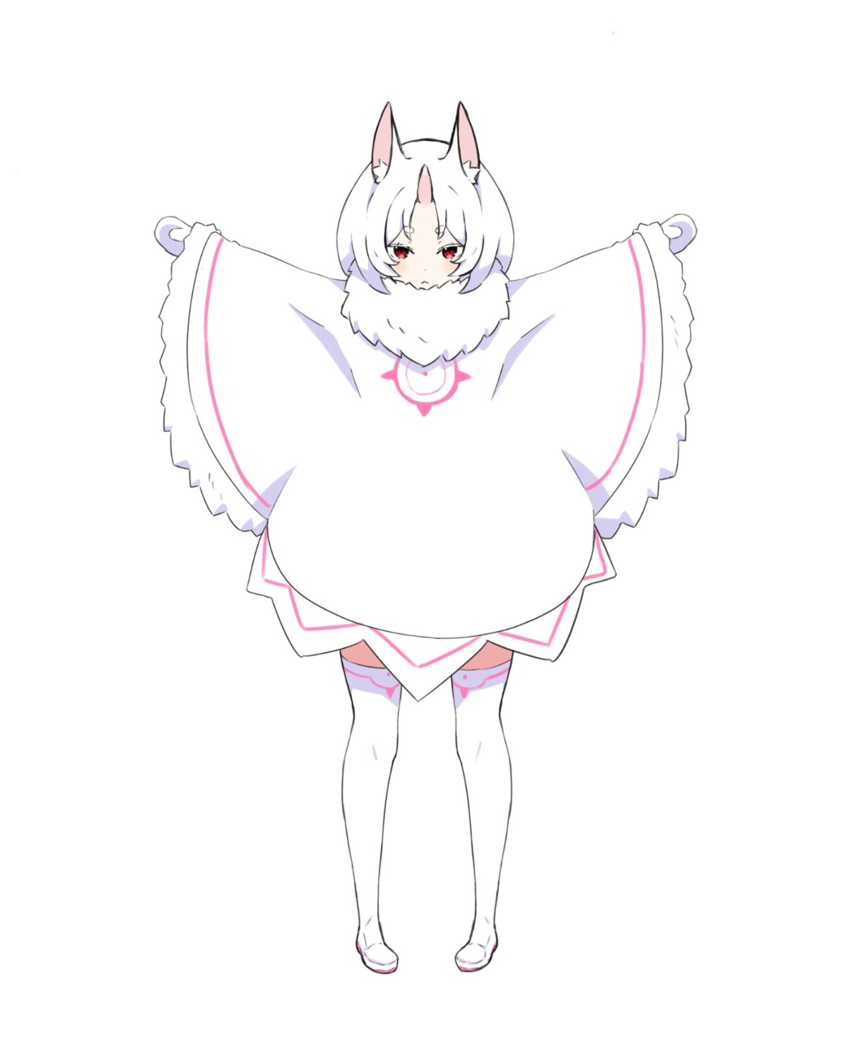 animal_ears, anthropomorphization, dress, horns, koushin_ryo, oousagi_(re_zero), re:zero_kara_hajimeru_isekai_seikatsu, thighhighs