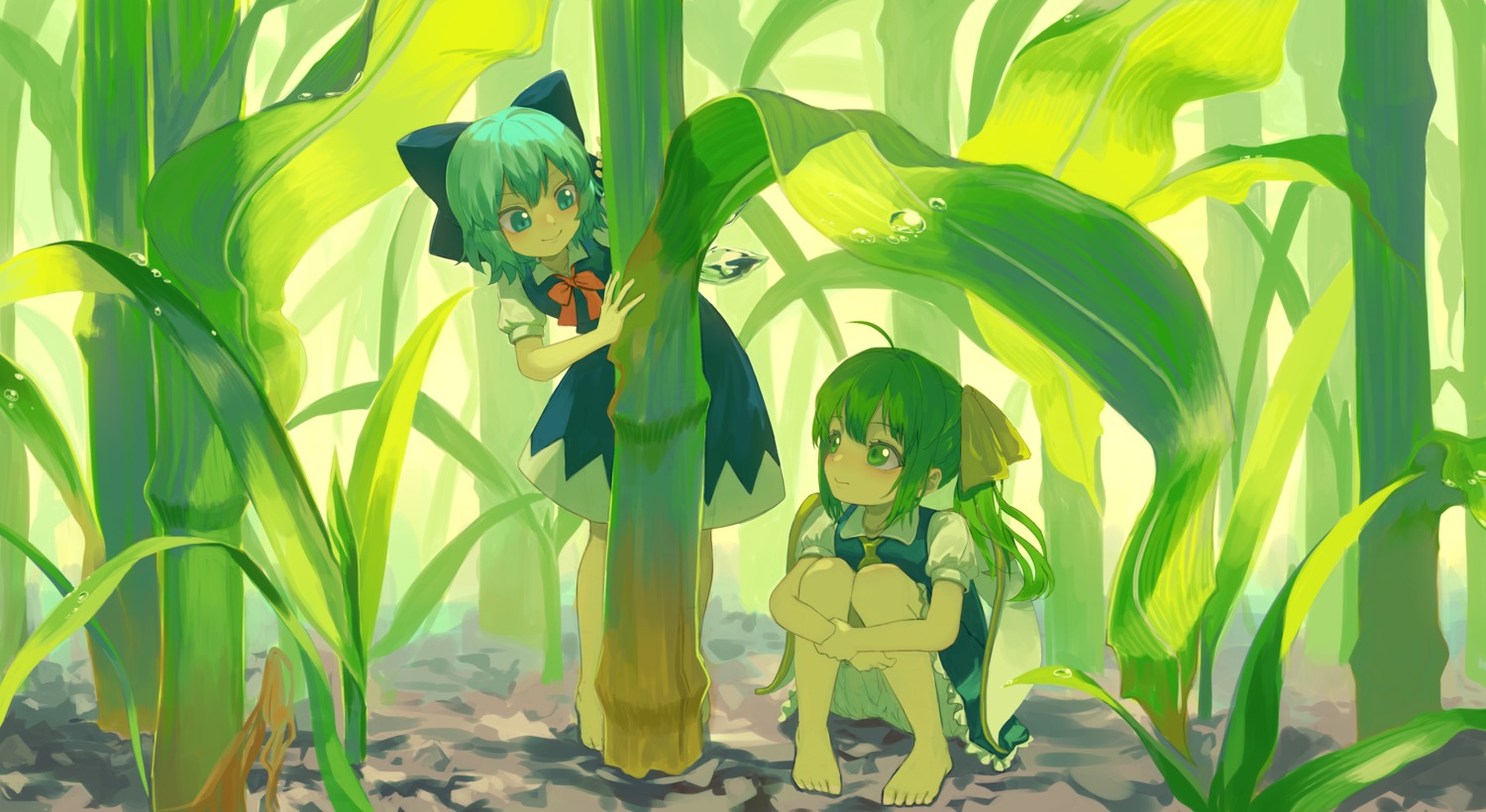 berabou, bloomers, cirno, daiyousei, skirt_lift, touhou