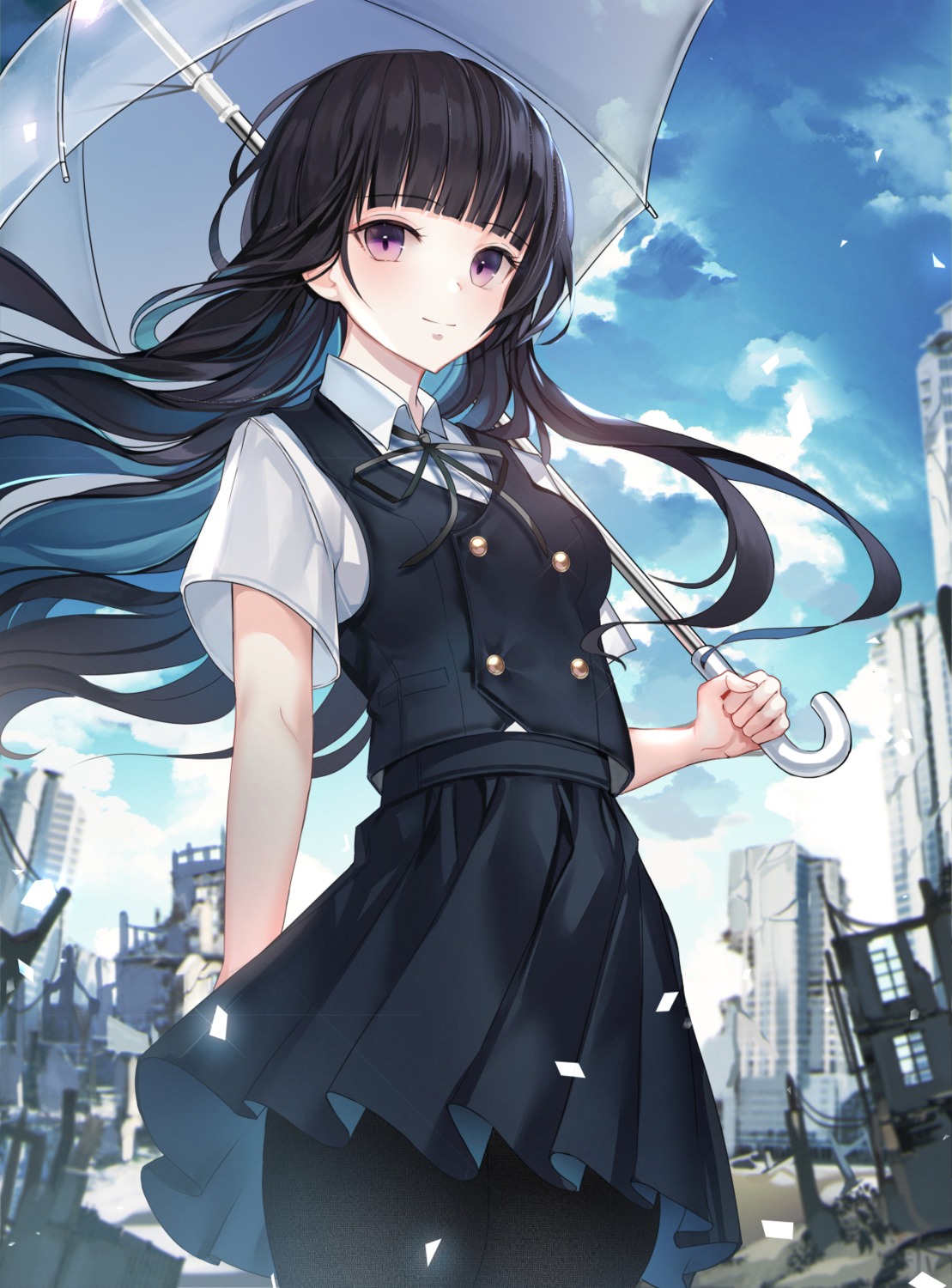 pantyhose, seifuku, umbrella, unity_(ekvmsp02)