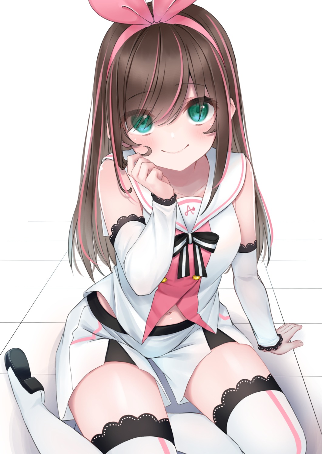 hashiko_nowoto, kizuna_ai, kizuna_ai_inc., thighhighs