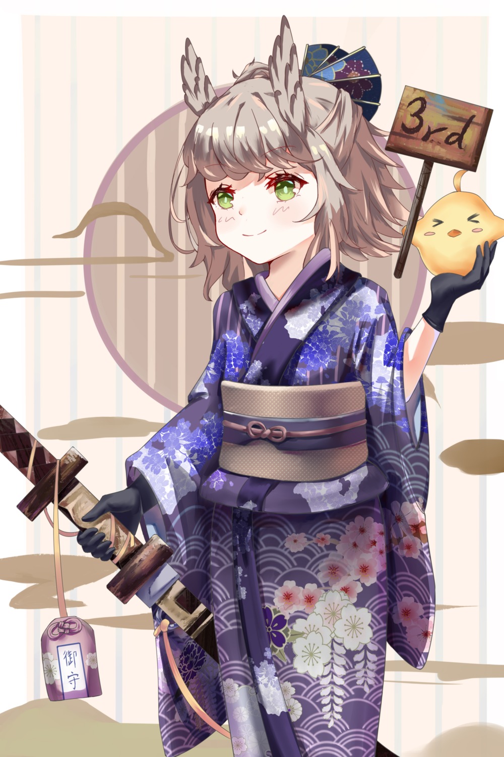 azur_lane, kitakaze_(azur_lane), lyvysn, manjuu_(azur_lane), sword, yukata
