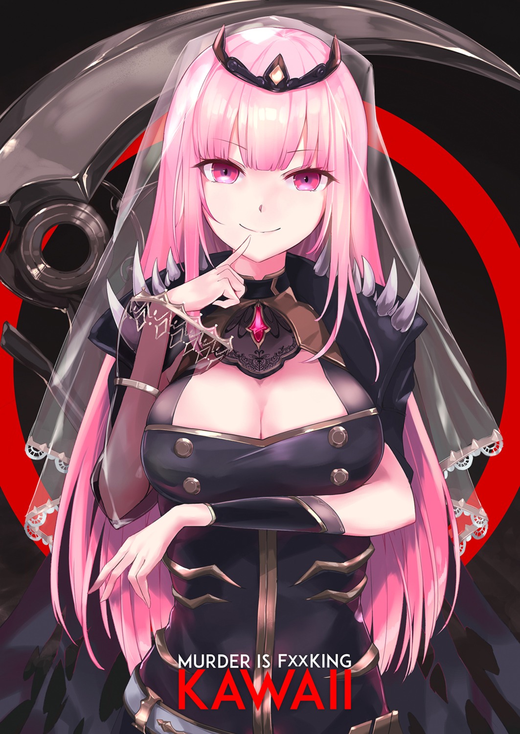 breast_hold, cleavage, hololive, hololive_english, kie_(yospcd), mori_calliope, weapon