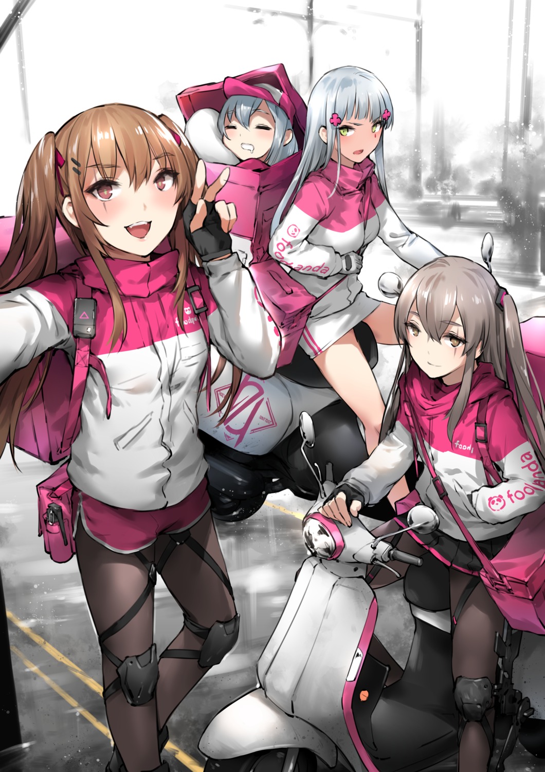 armor, g11_(girls_frontline), girls_frontline, hk416_(girls_frontline), pantyhose, ump45_(girls_frontline), ump9_(girls_frontline), uniform