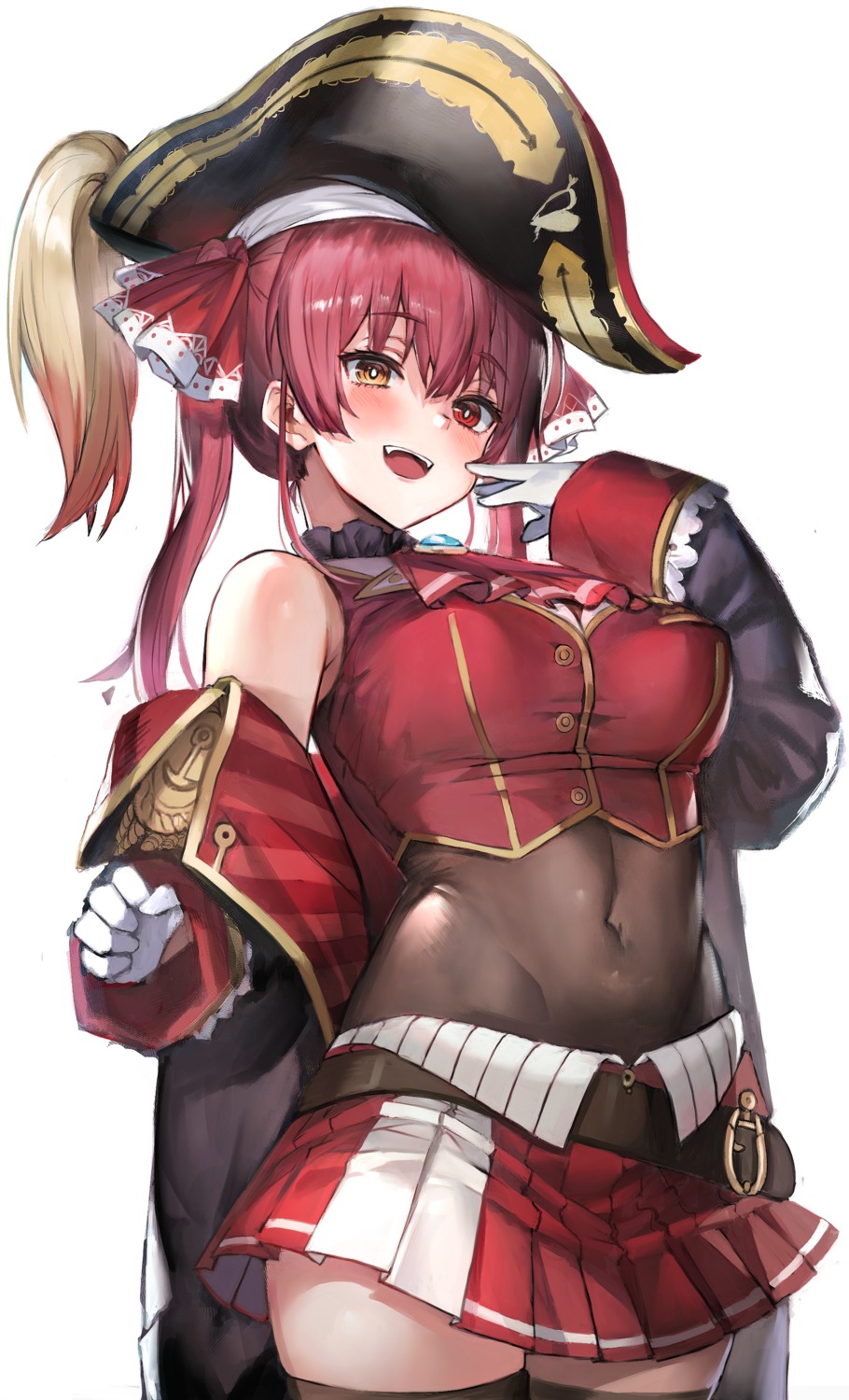 666_(ro_ro_ro3), heterochromia, hololive, houshou_marine, pirate, see_through, thighhighs