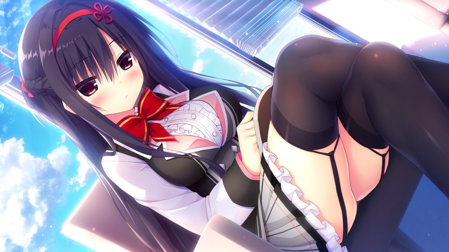 game_cg, hamidashi_creative, kamakura_shio, madosoft, seifuku, skirt_lift, stockings, thighhighs, utsunomiya_tsumire