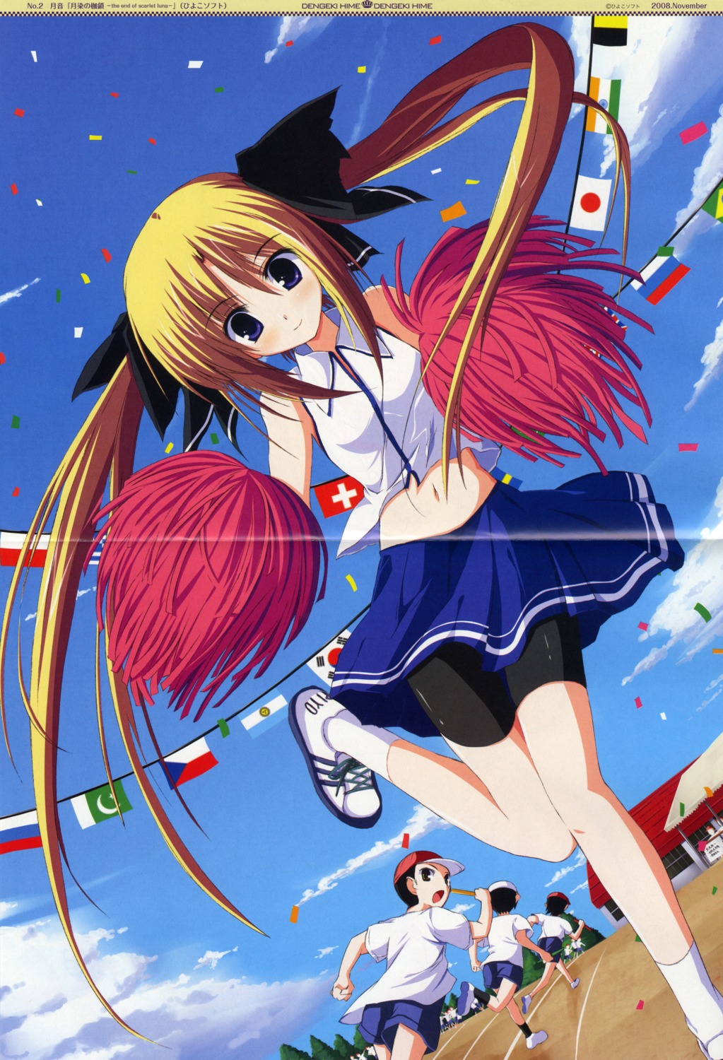 bike_shorts, cheerleader, crease, hiiragi_nazuna, tsukinon, tsukisome_no_kasa