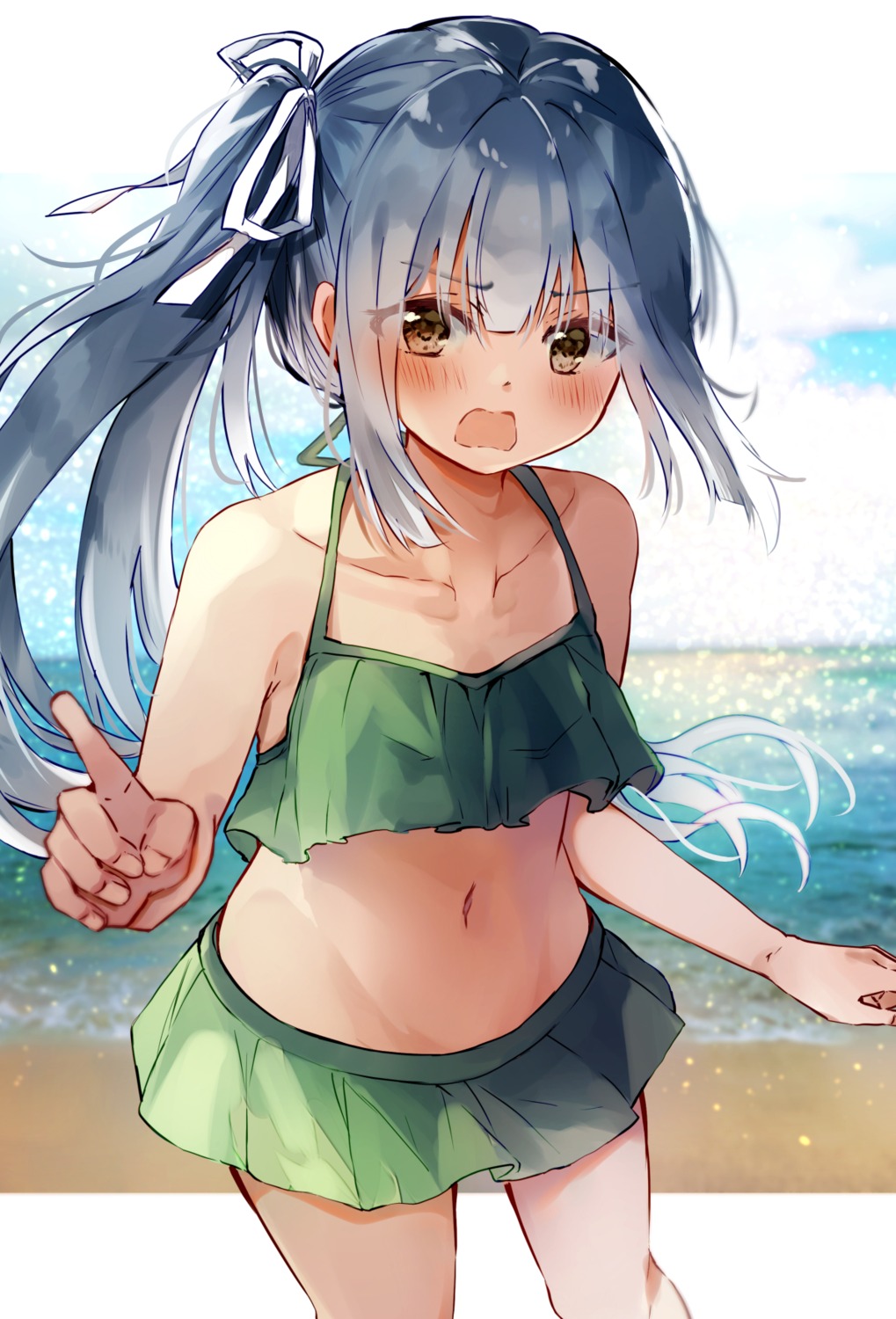 bikini, kantai_collection, kasumi_(kancolle), nanahamu, swimsuits