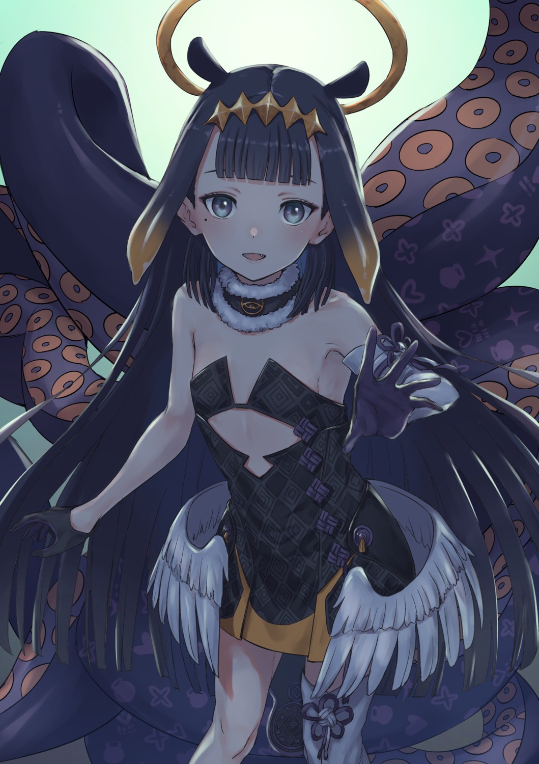 angel, dress, g9_(jiiku), hololive, hololive_english, ninomae_ina'nis, no_bra, tentacles