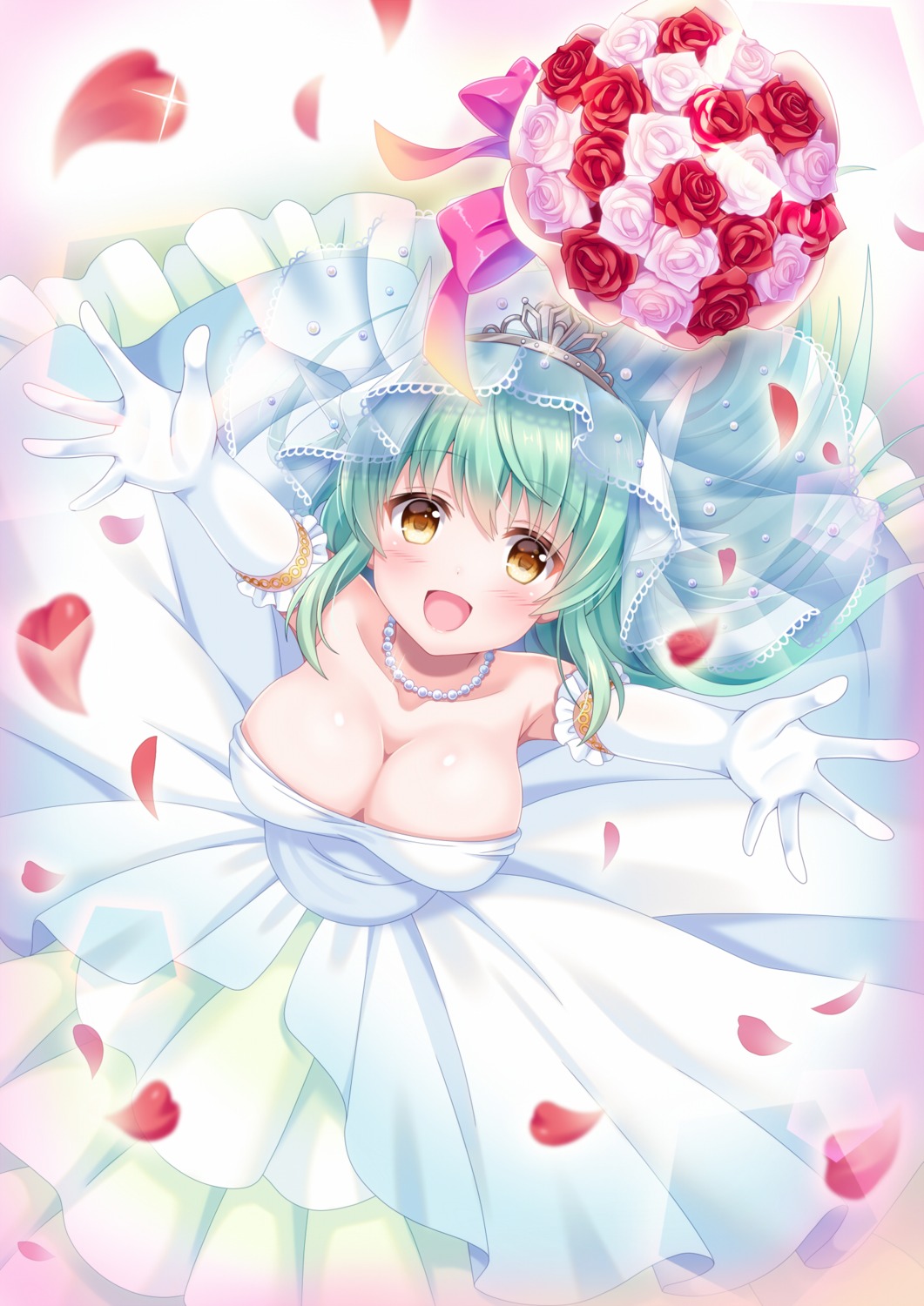 cleavage, dress, fate/grand_order, kiyohime_(fate), no_bra, suzumia_(daydream), wedding_dress