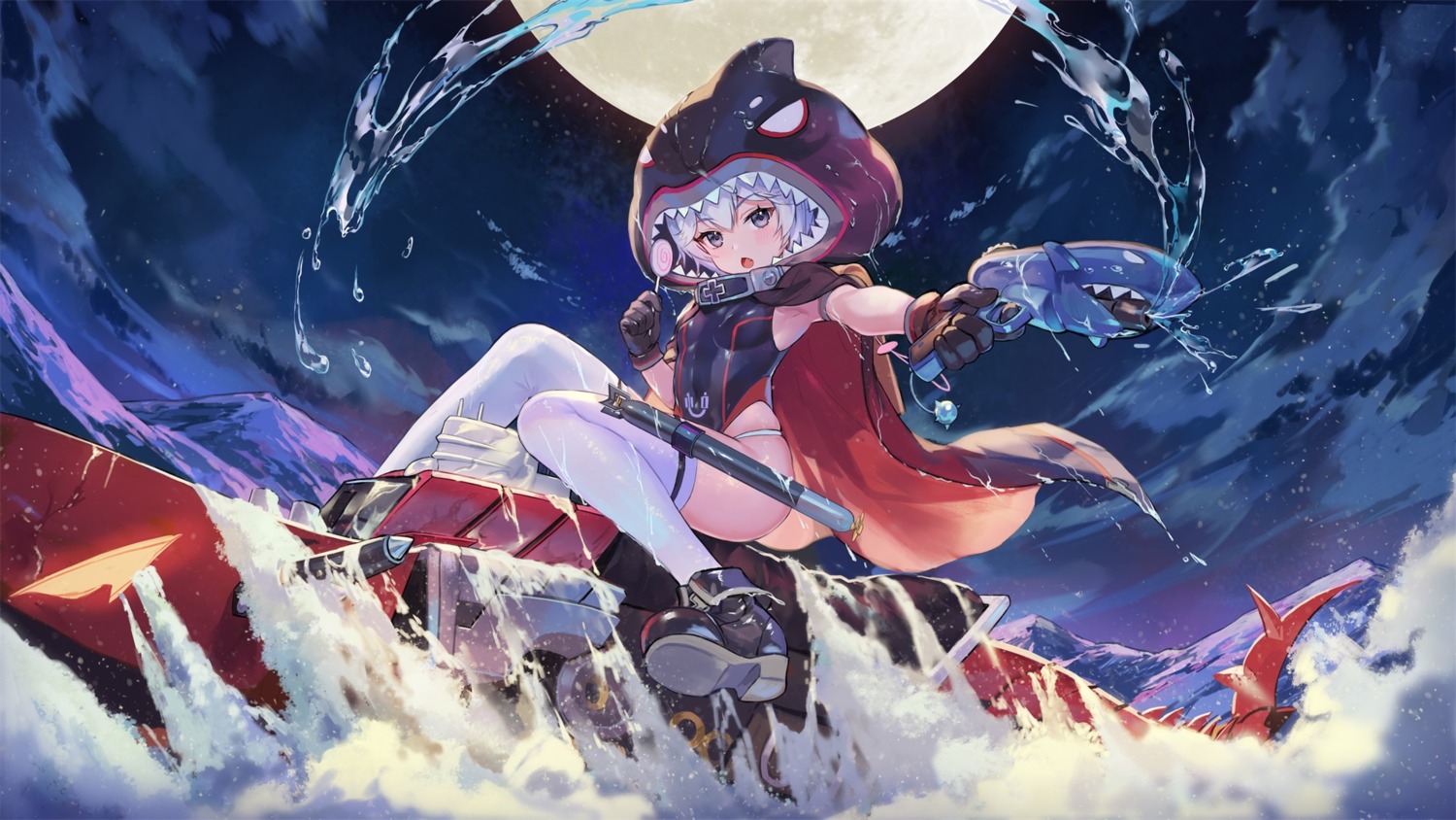 azur_lane, criin, gun, swimsuits, thighhighs, u-110_(azur_lane), wallpaper