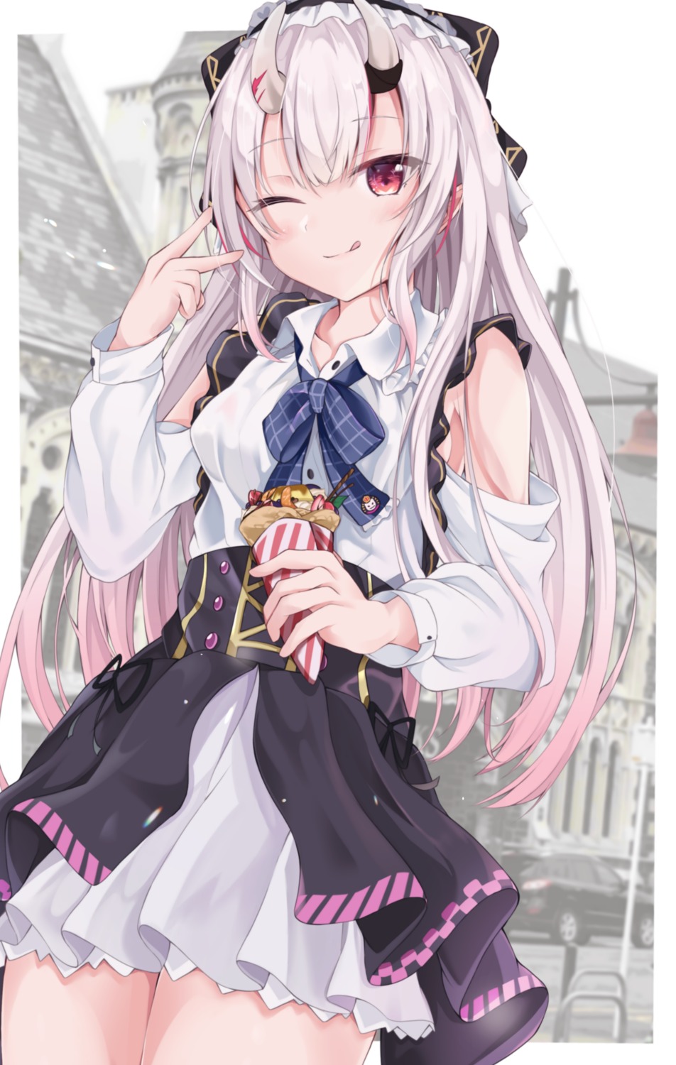 gray_ceon, hololive, horns, lolita_fashion, nakiri_ayame, pointy_ears