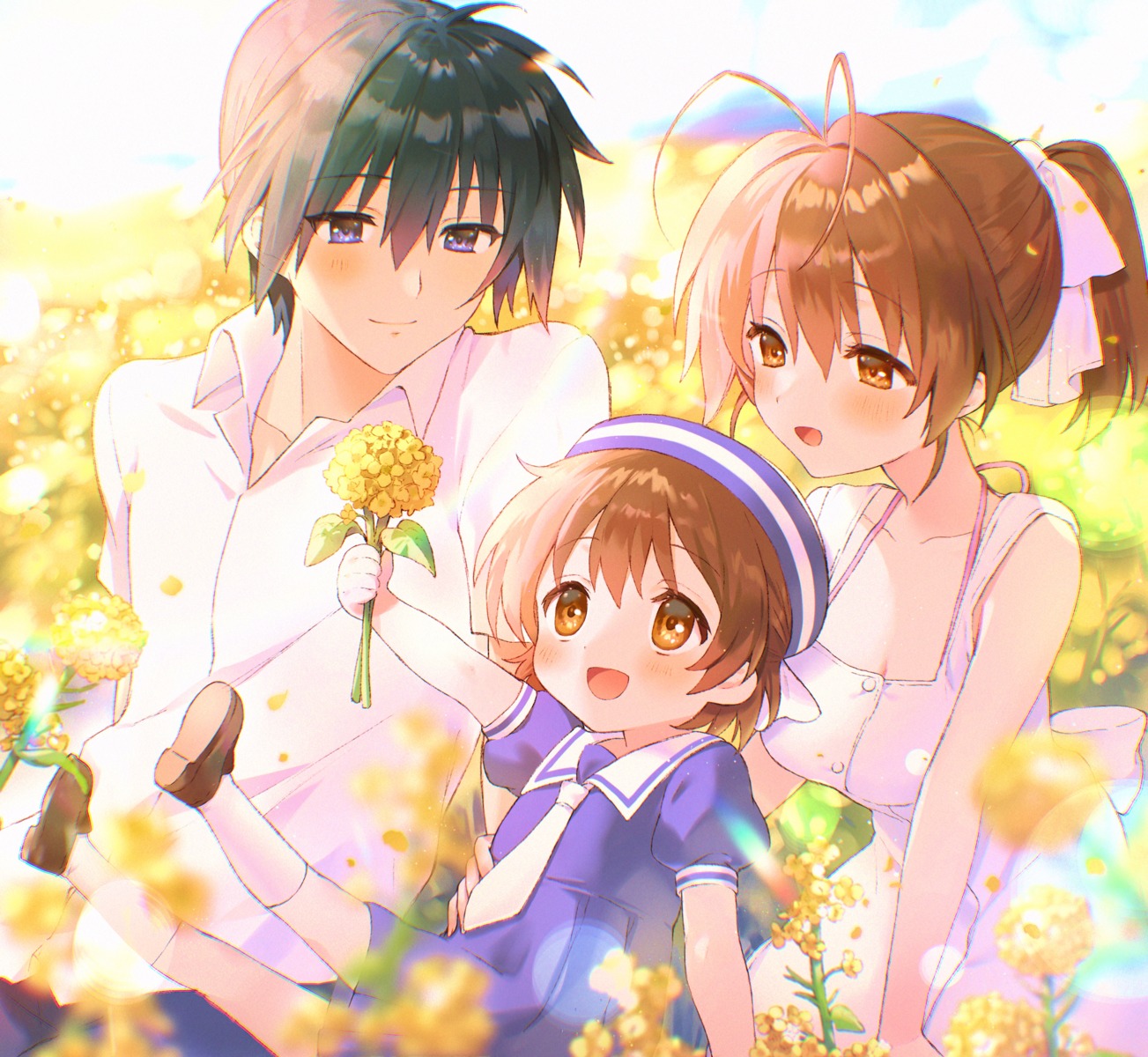 clannad, clannad_after_story, cleavage, dress, furukawa_nagisa, nekoyashiki_pushio, okazaki_tomoya, okazaki_ushio