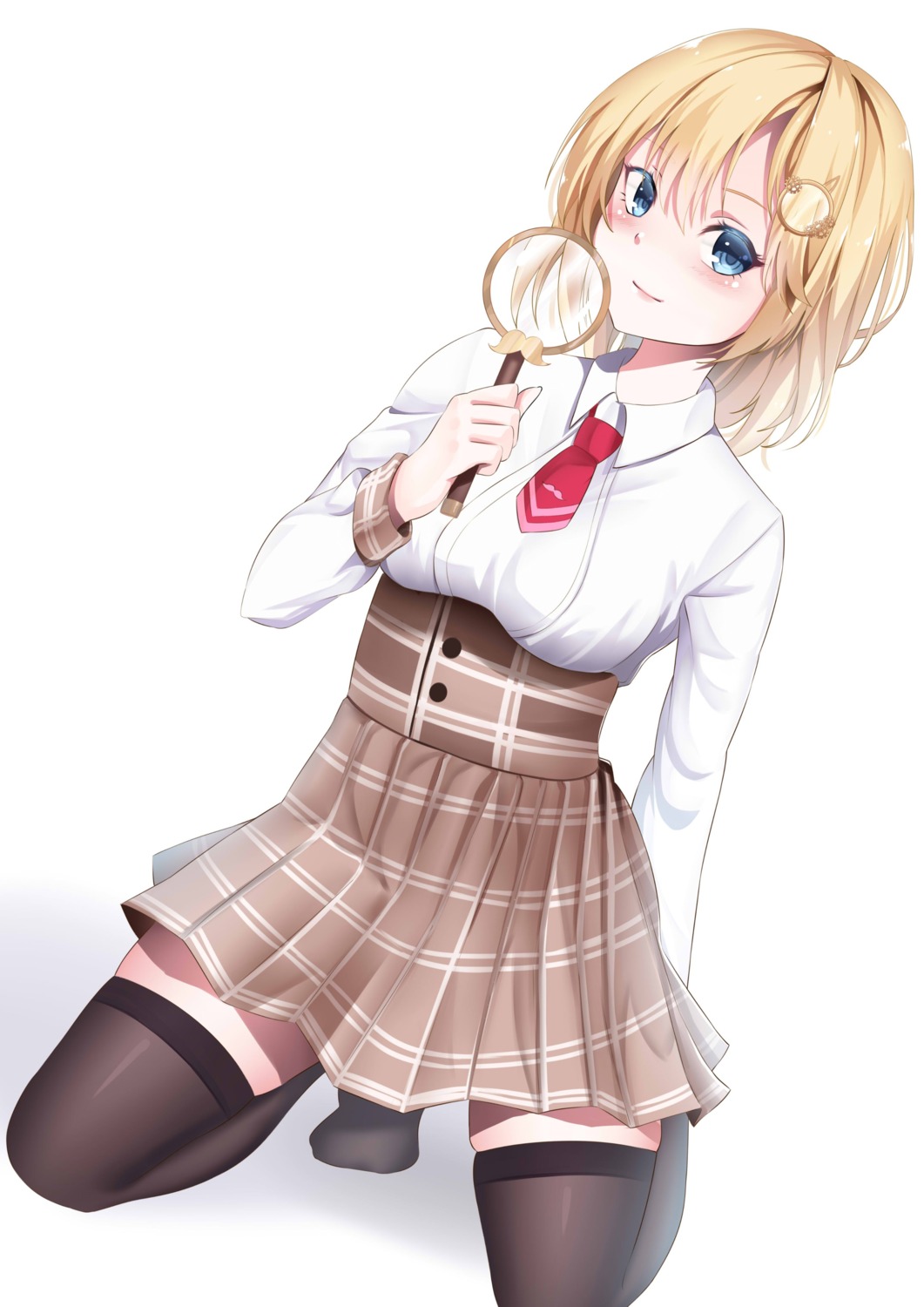 hololive, hololive_english, jamesmikopi, seifuku, thighhighs, watson_amelia