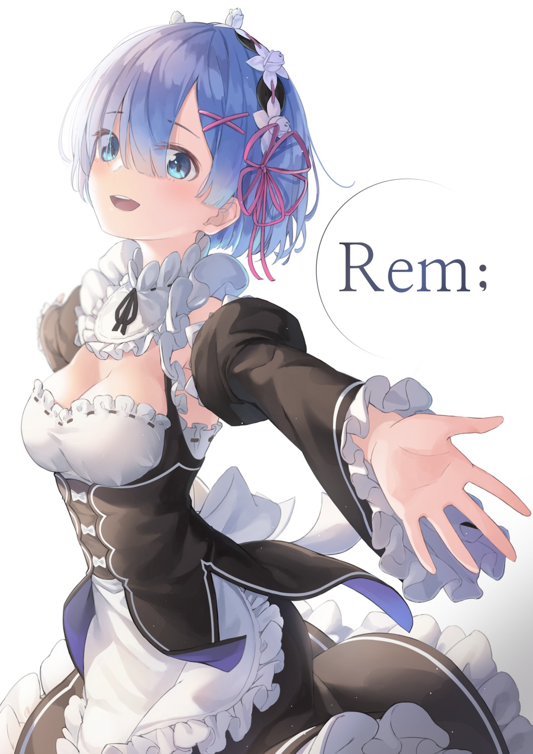 kimyo, maid, re:zero_kara_hajimeru_isekai_seikatsu, rem_(re_zero), skirt_lift