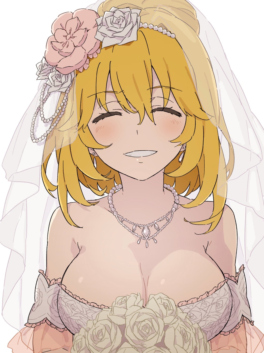 cleavage, dress, no_bra, shokuhou_misaki, teruya_(6w6y), toaru_kagaku_no_railgun, toaru_majutsu_no_index, wedding_dress