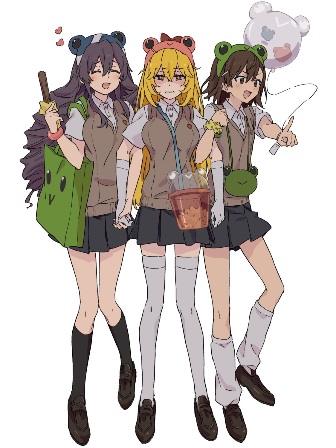 kouzaku_mitori, misaka_mikoto, seifuku, shokuhou_misaki, sweater, teruya_(6w6y), thighhighs, toaru_kagaku_no_railgun, toaru_majutsu_no_index, yuri