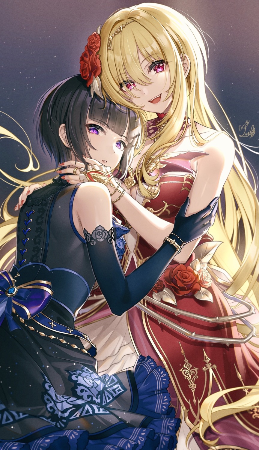 artist_revision, dress, kurosaki_chitose, mairo, shirayuki_chiyo, the_idolm@ster, the_idolm@ster_cinderella_girls, yuri