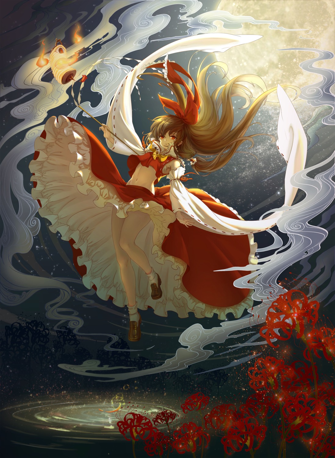 hakurei_reimu, japanese_clothes, skirt_lift, theleopardcat, touhou