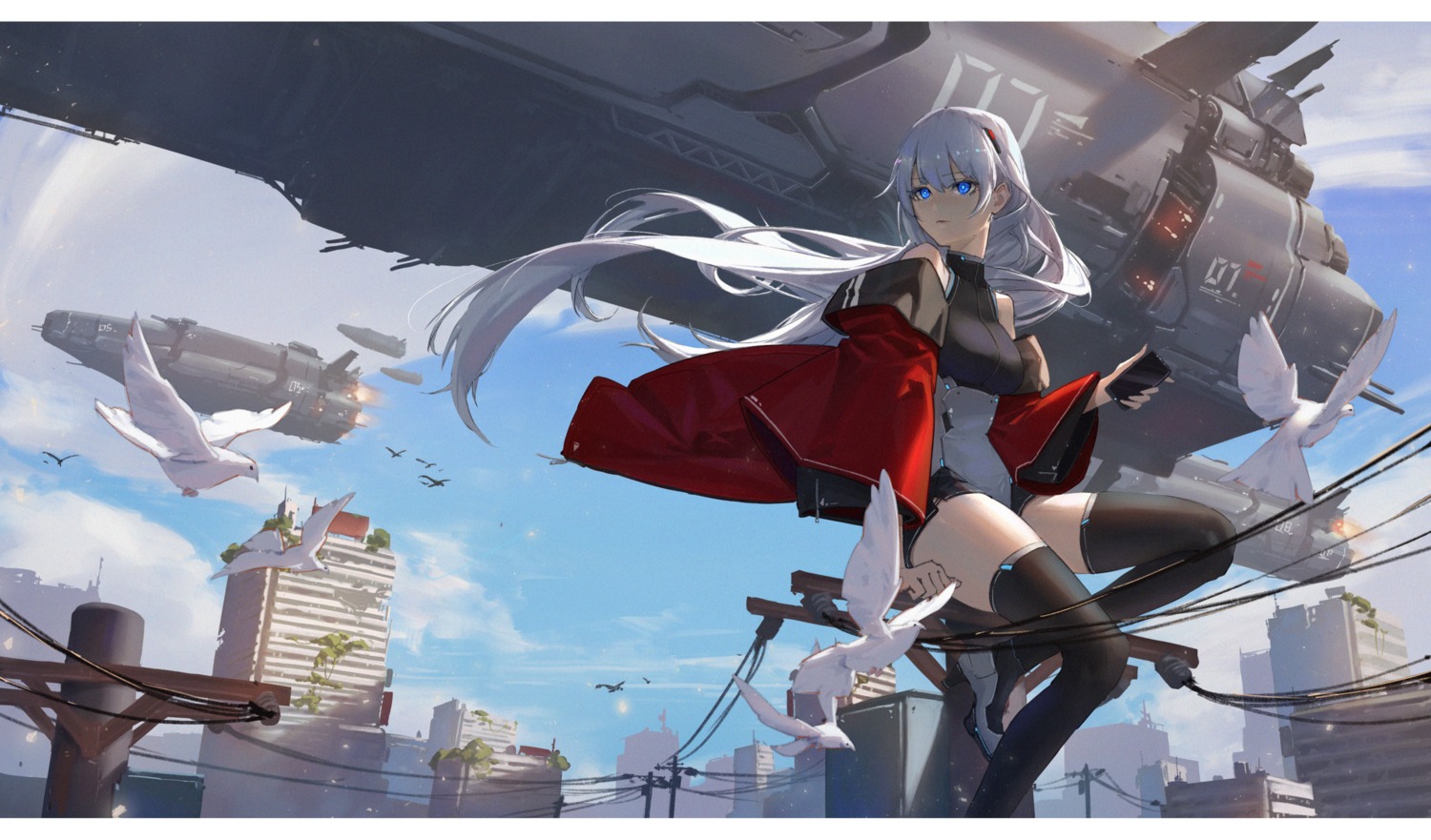 areaaaron, landscape, thighhighs, uniform