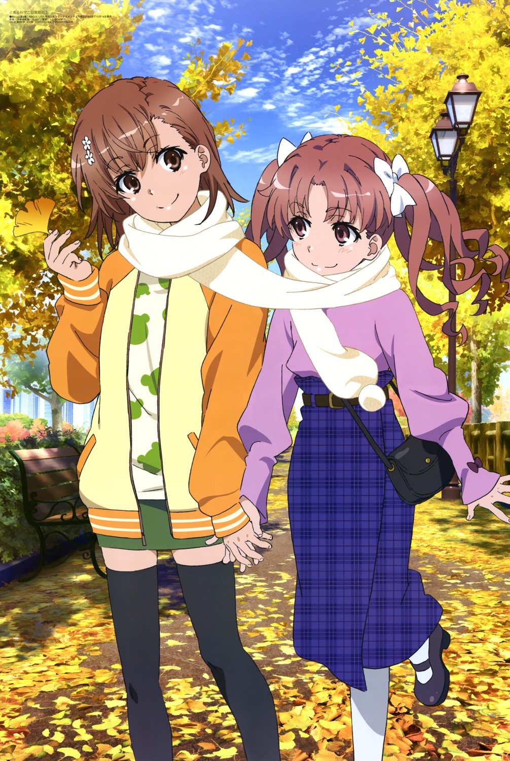 hiyamizu_yukie, misaka_mikoto, shirai_kuroko, thighhighs, toaru_kagaku_no_railgun, toaru_majutsu_no_index, yuri
